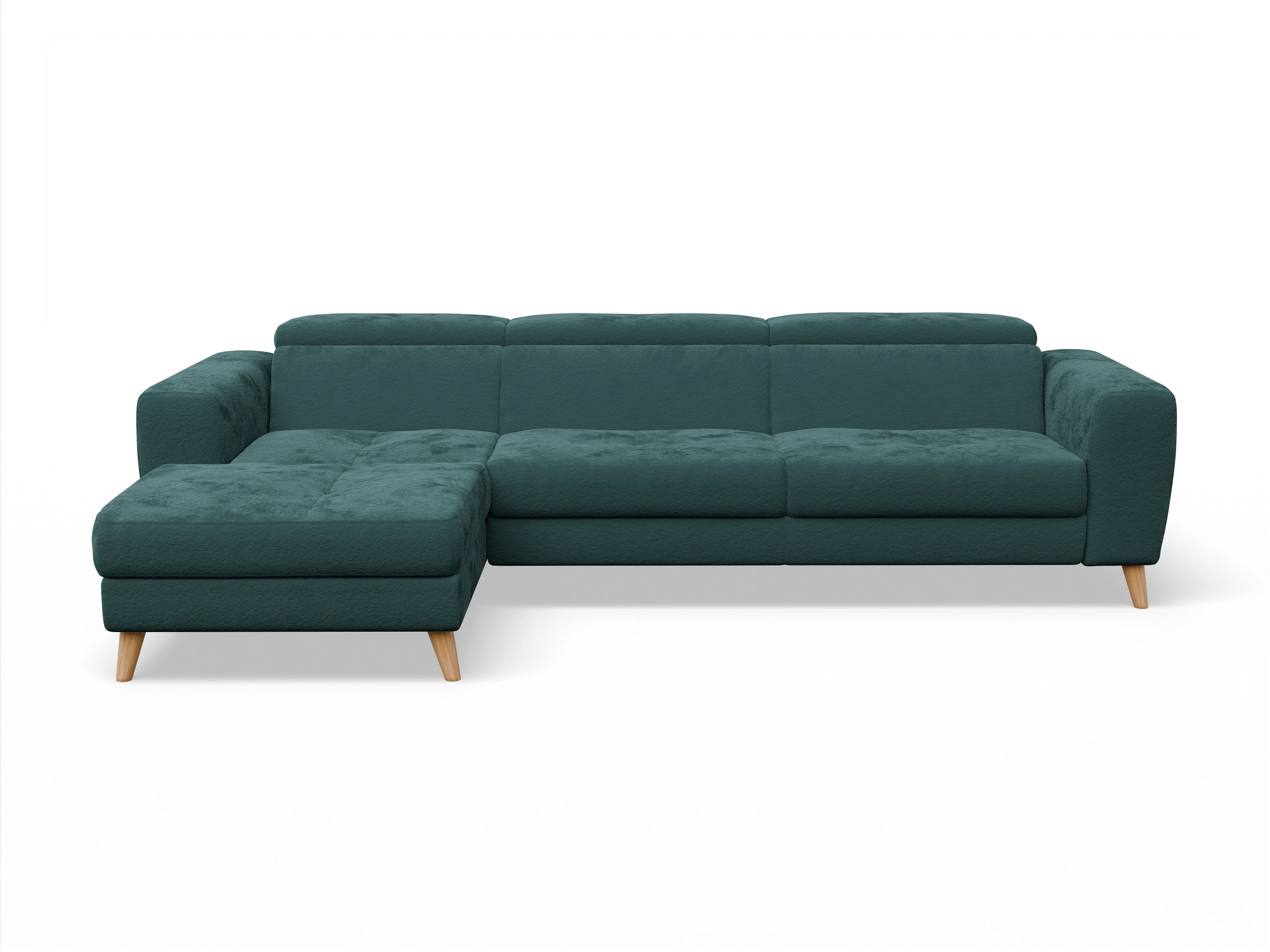 Ansicht des Produktes Capua Ecksofa links Abschluss offen in Stoff Blau