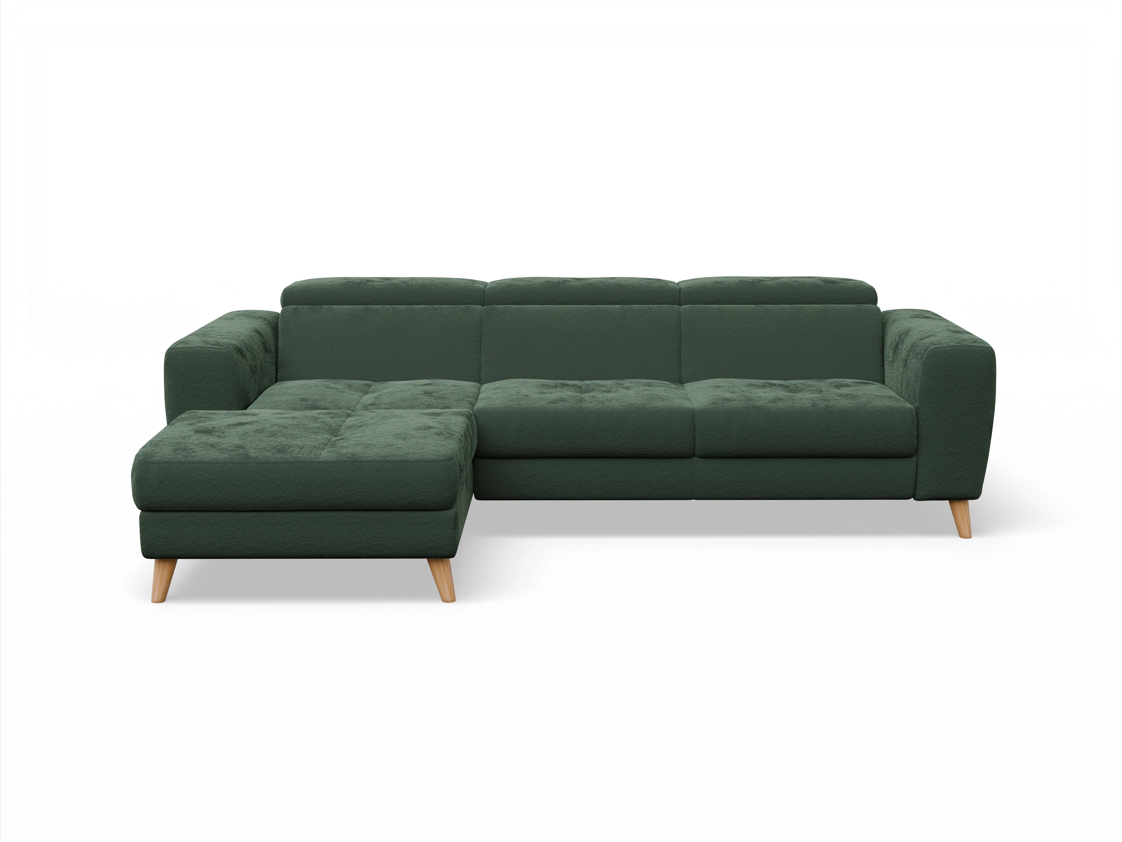 Ansicht des Produktes Capua Ecksofa links Abschluss offen in Stoff Grün