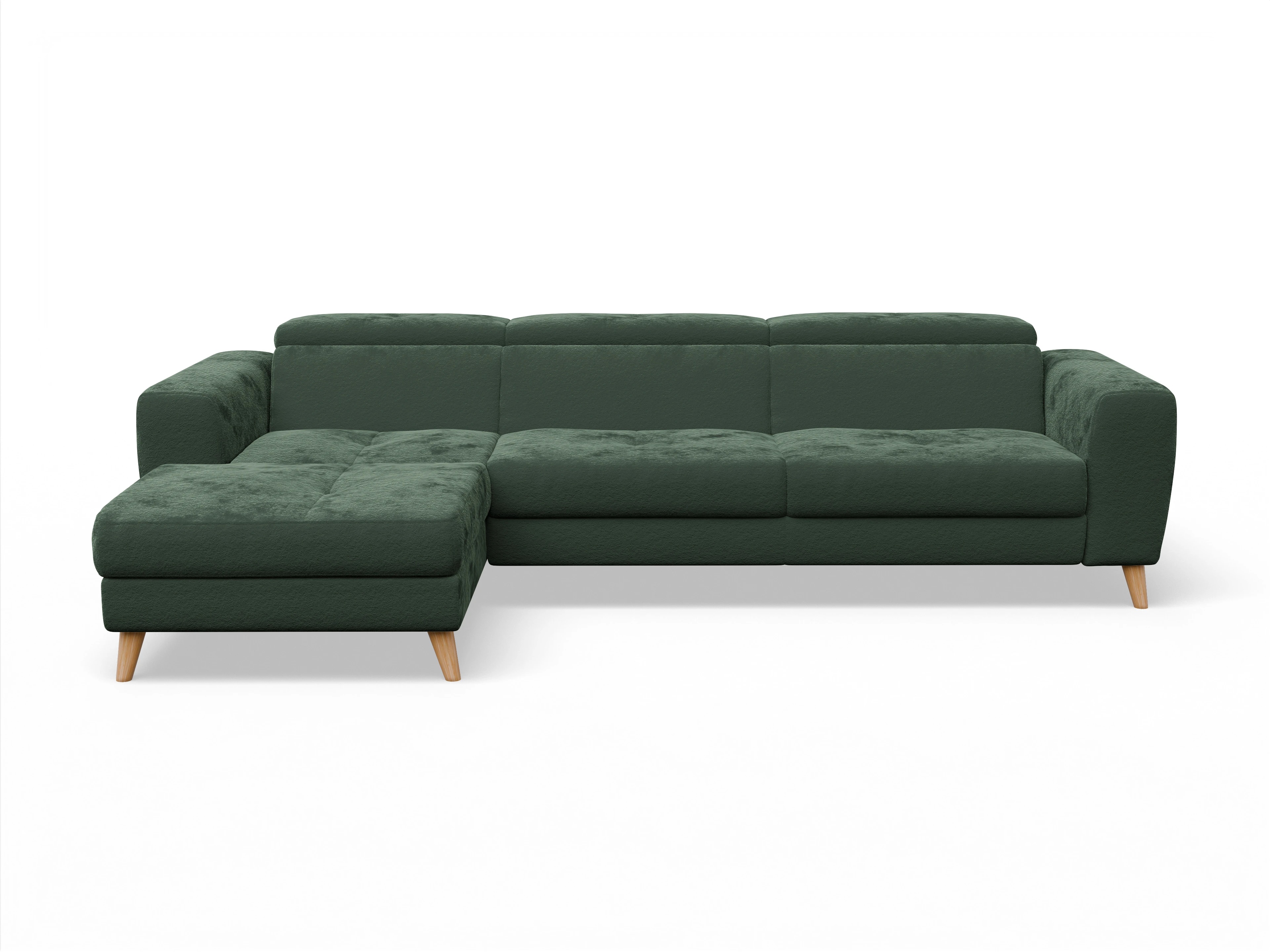 Ansicht des Produktes Capua Ecksofa links Abschluss offen in Stoff Grün