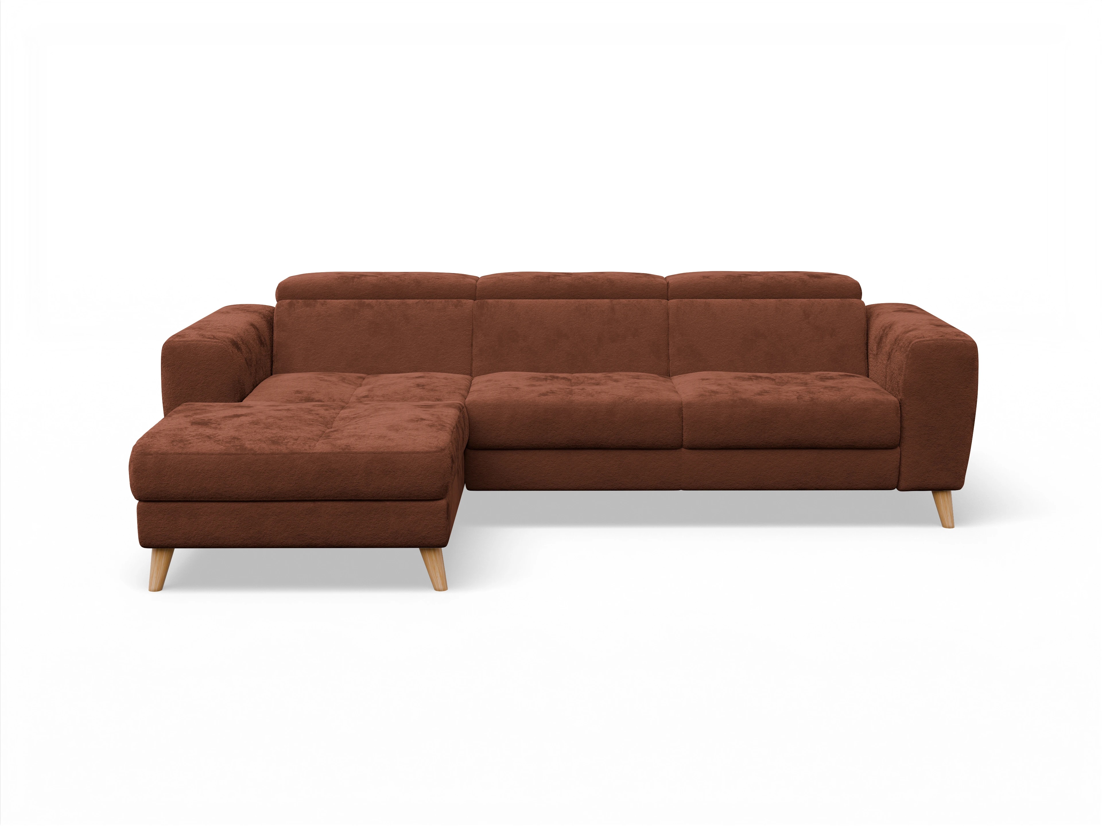 Ansicht des Produktes Capua Ecksofa links Abschluss offen in Stoff Rot