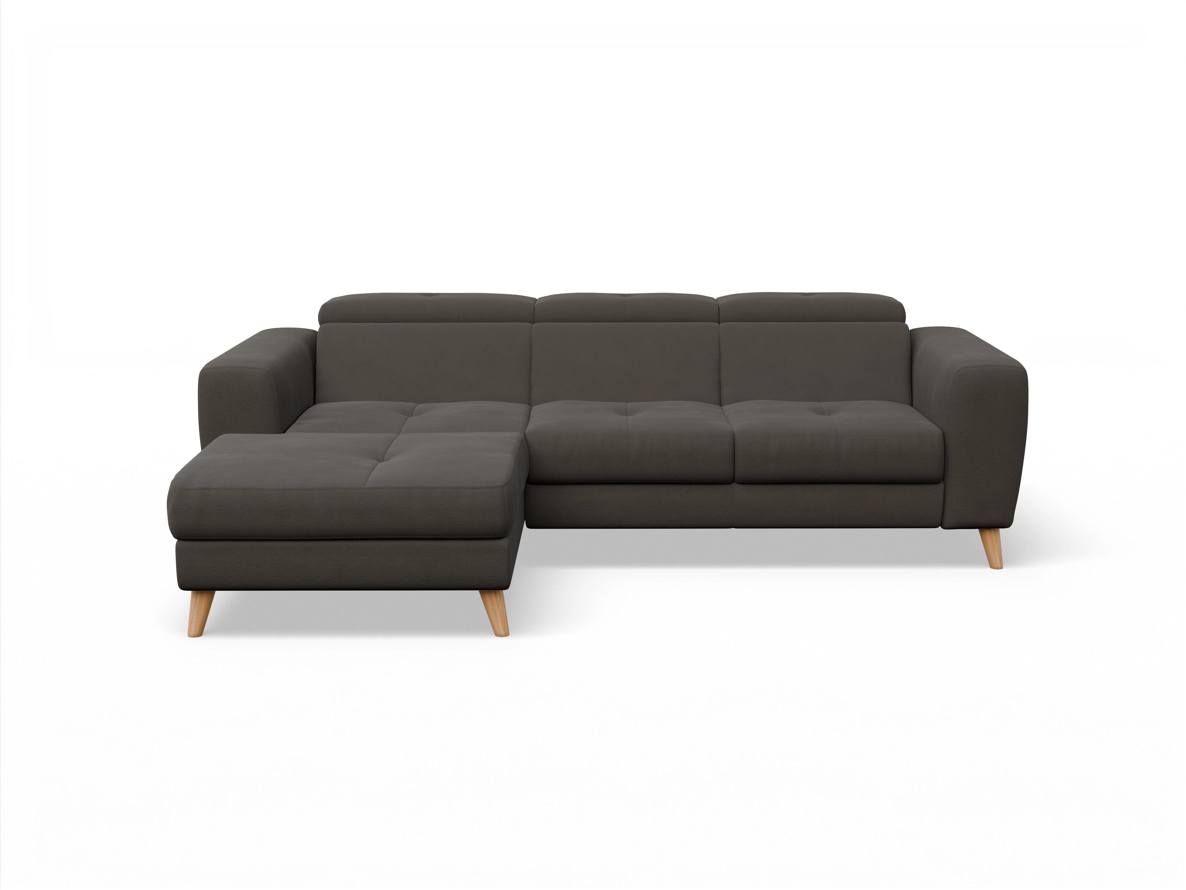 Ansicht des Produktes Capua Ecksofa links Abschluss offen in Stoff Braun