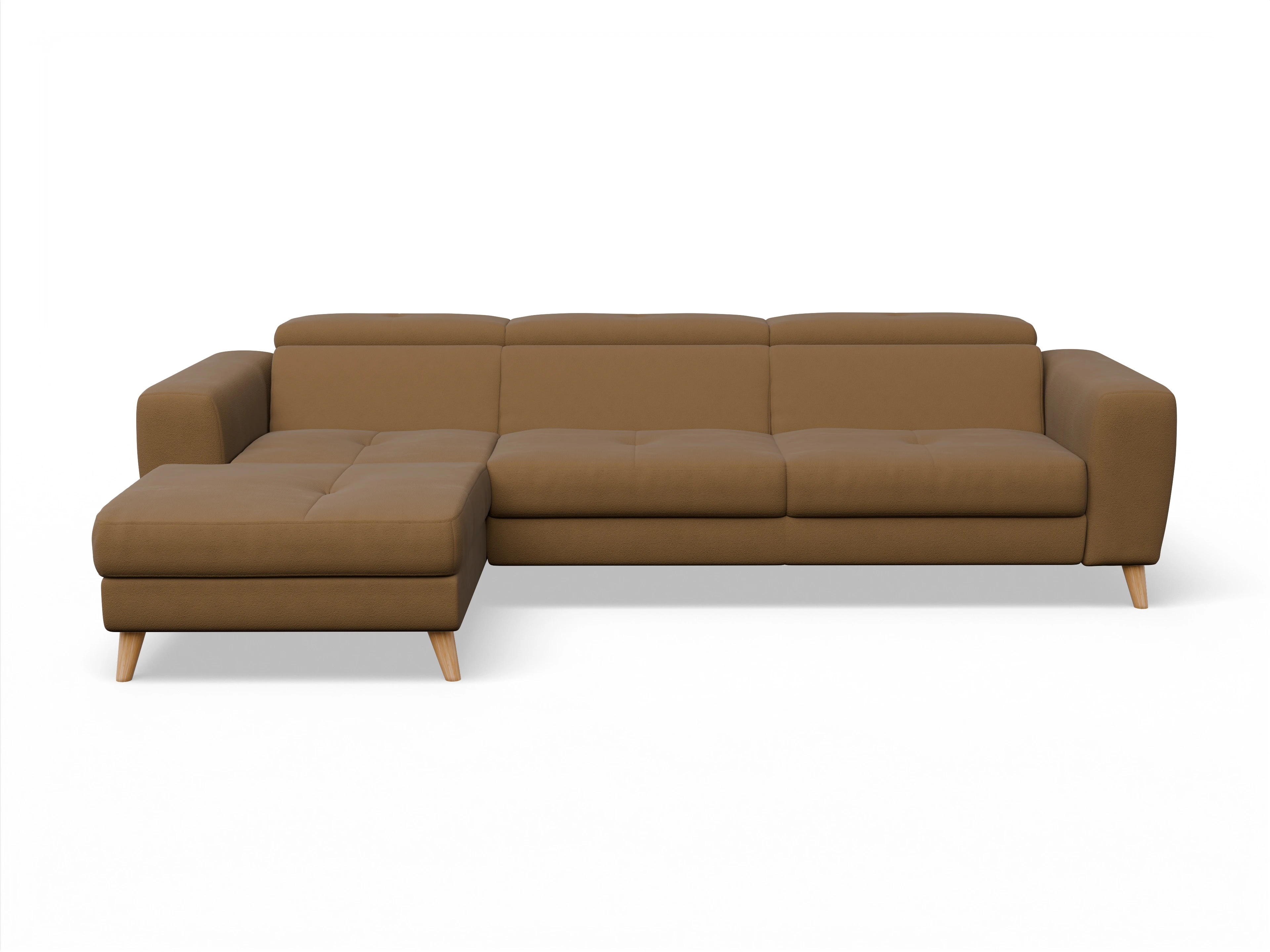 Ansicht des Produktes Capua Ecksofa links Abschluss offen in Stoff Gelb