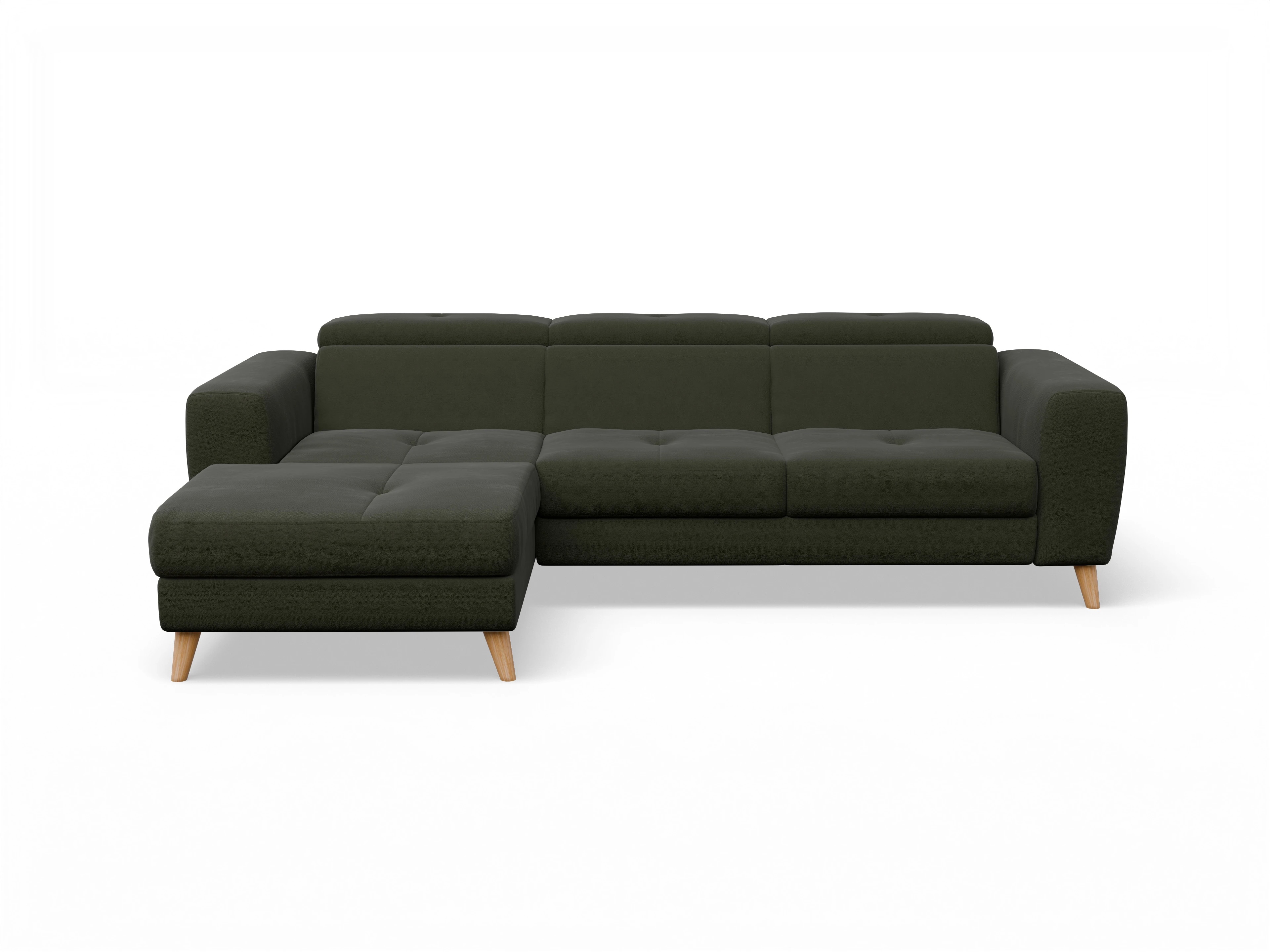 Ansicht des Produktes Capua Ecksofa links Abschluss offen in Stoff Grün