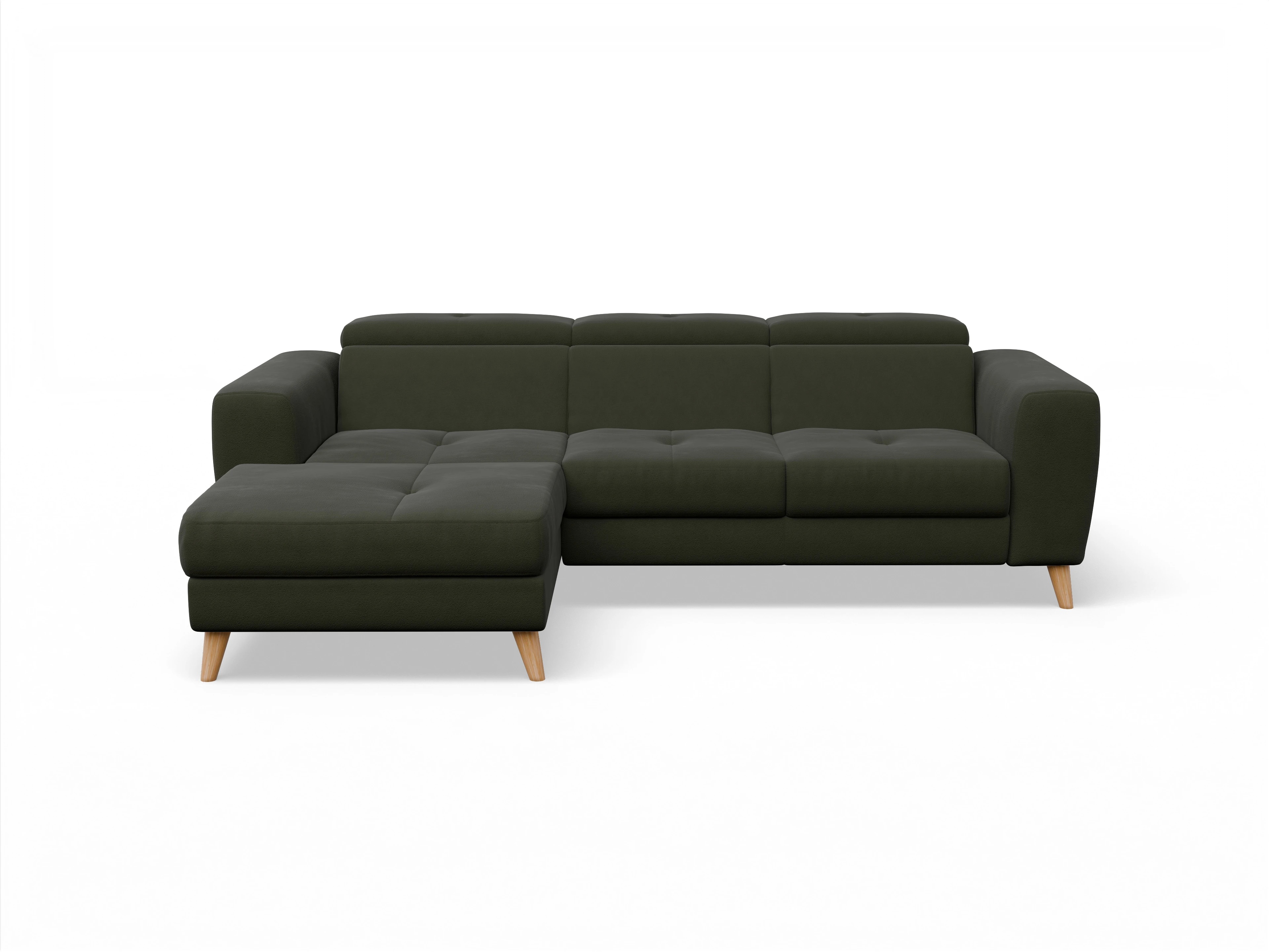 Ansicht des Produktes Capua Ecksofa links Abschluss offen in Stoff Grün