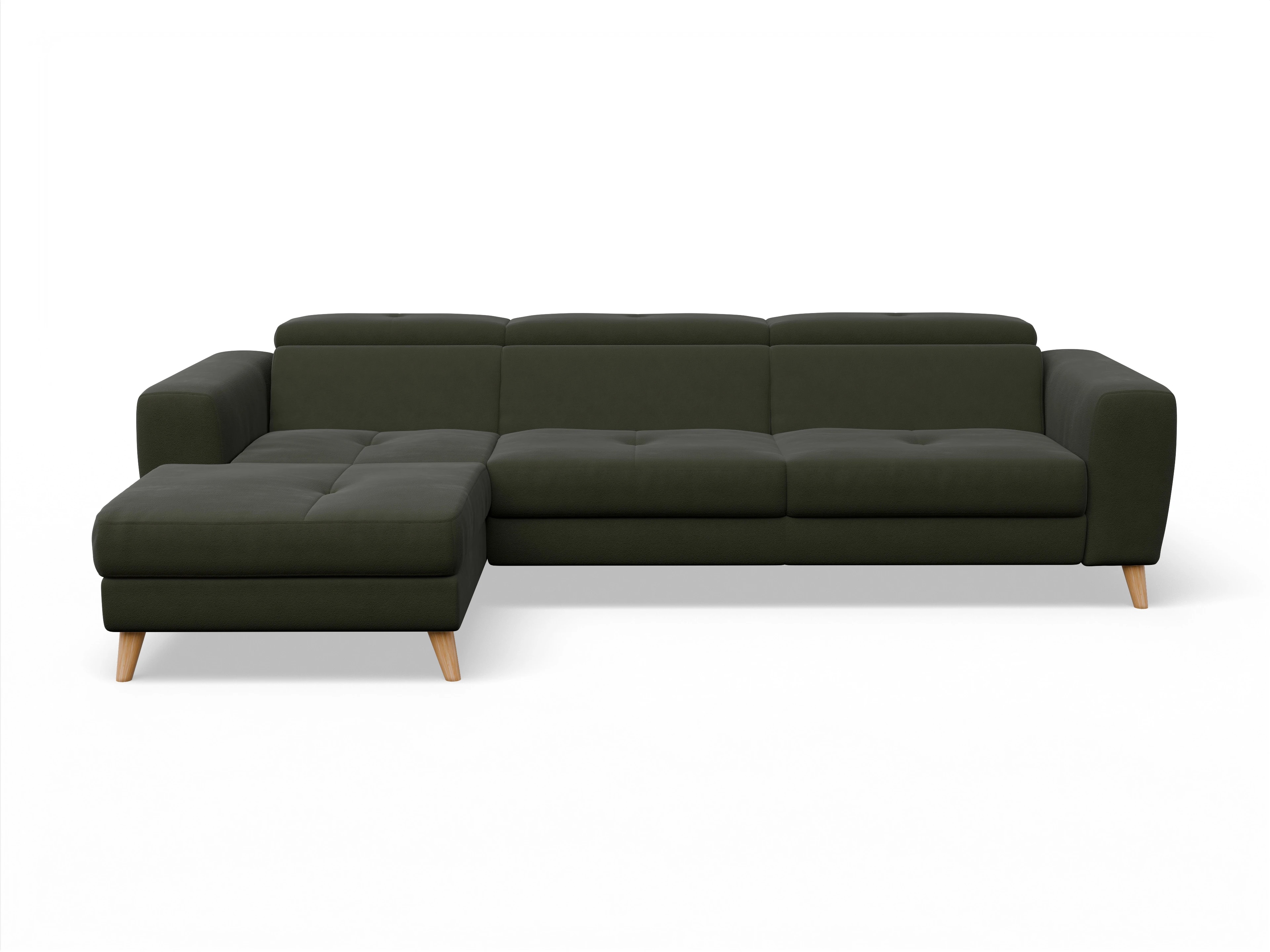 Ansicht des Produktes Capua Ecksofa links Abschluss offen in Stoff Grün