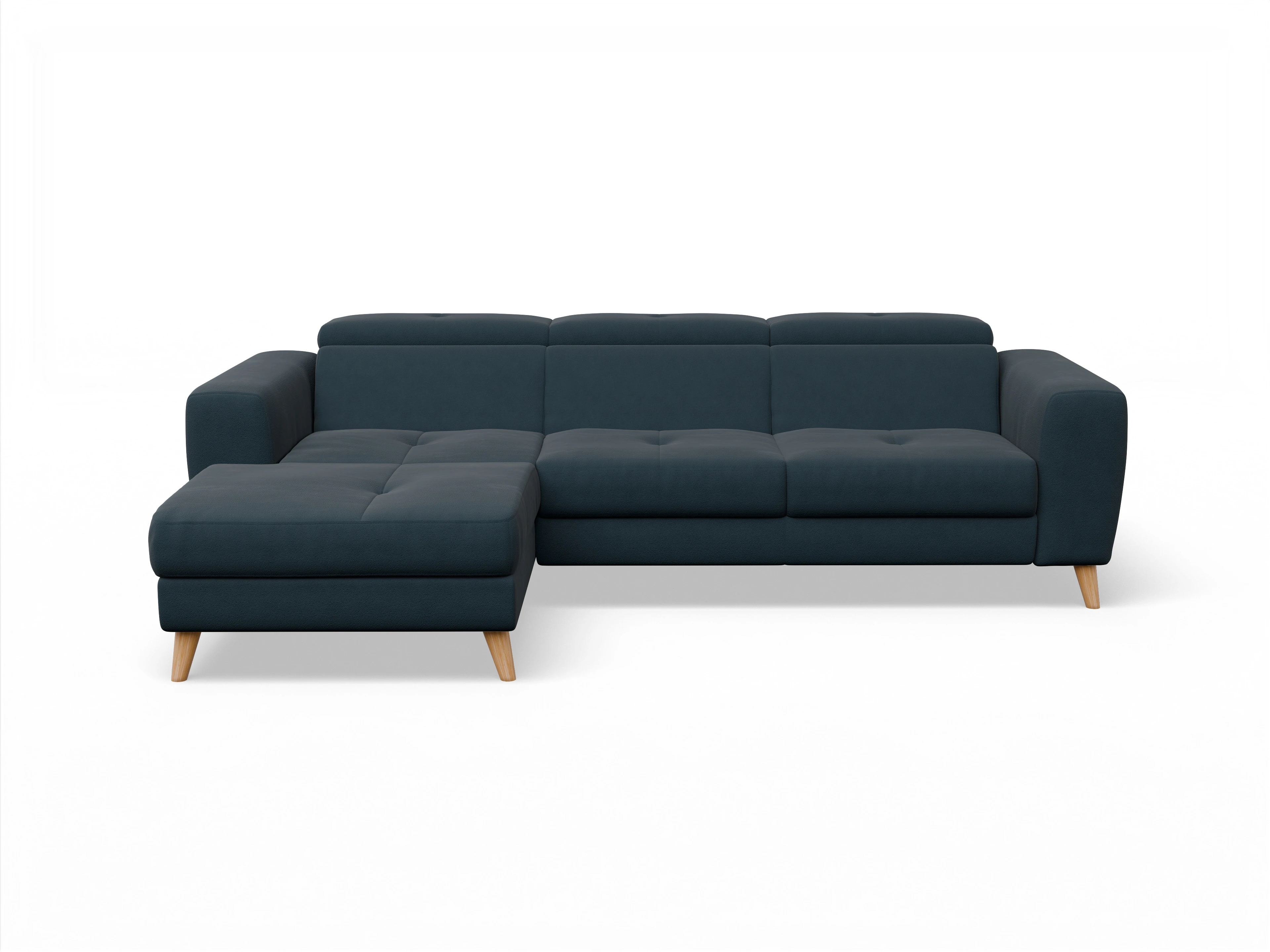 Ansicht des Produktes Capua Ecksofa links Abschluss offen in Stoff Blau