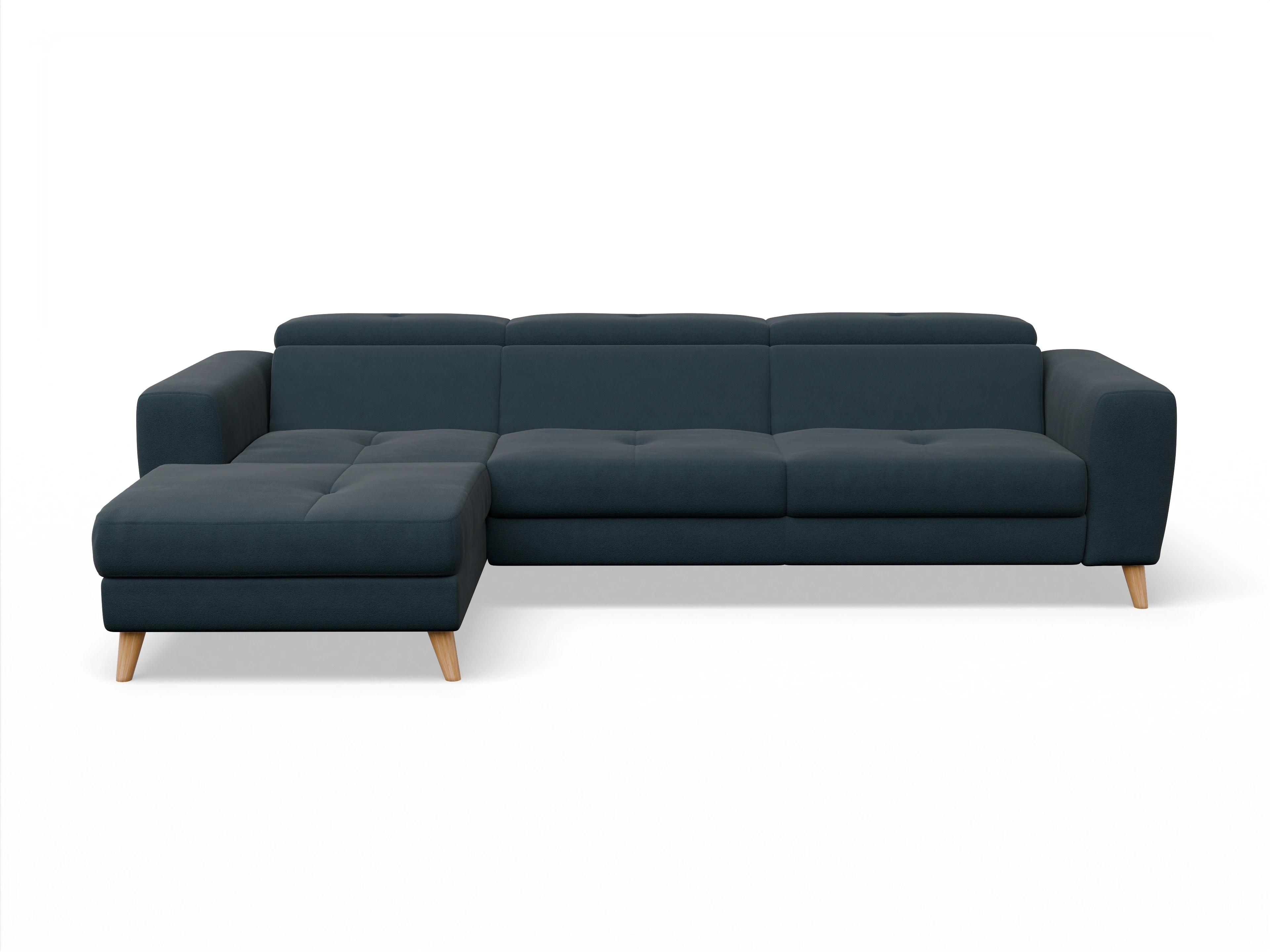 Ansicht des Produktes Capua Ecksofa links Abschluss offen in Stoff Blau