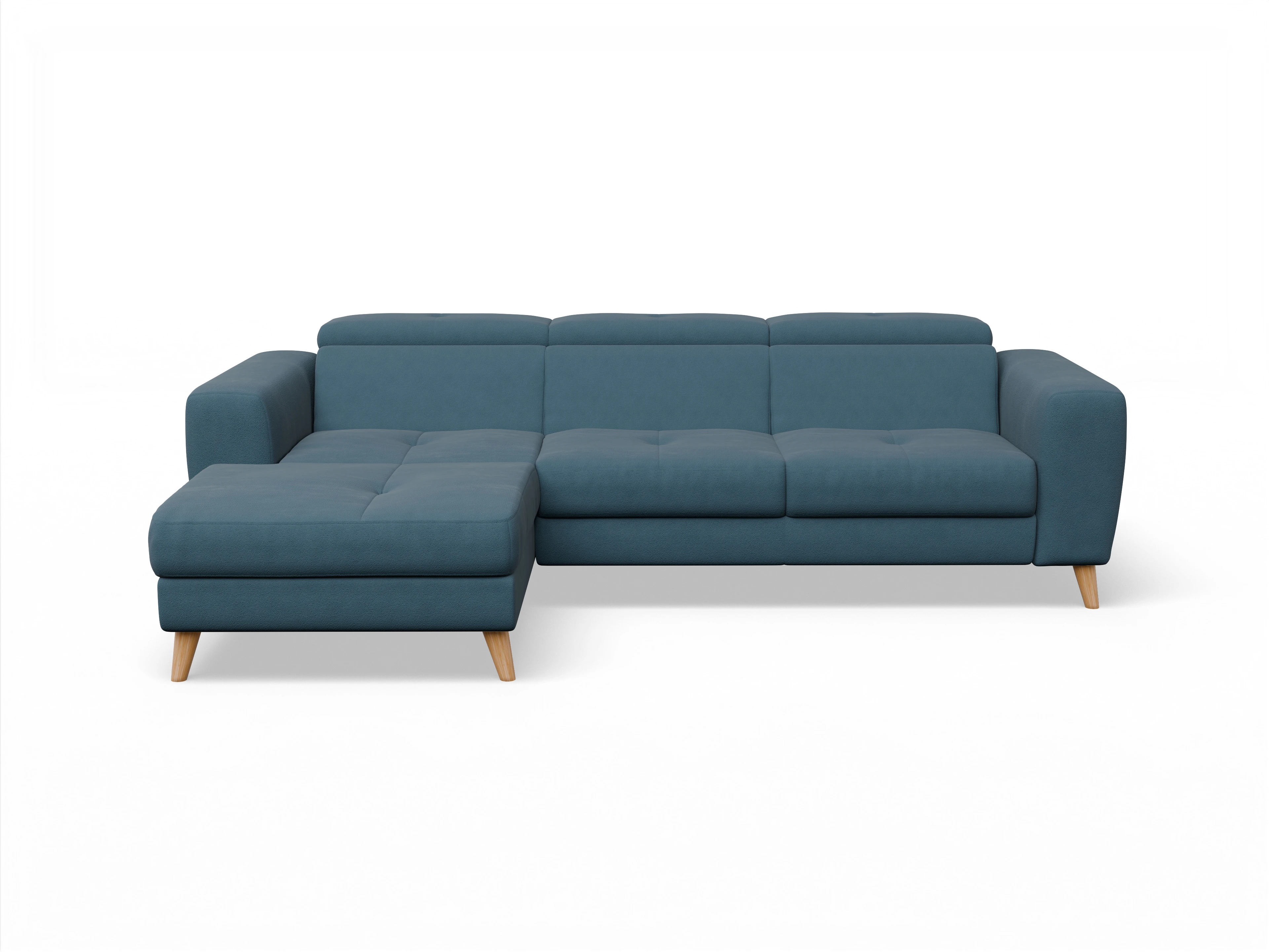 Ansicht des Produktes Capua Ecksofa links Abschluss offen in Stoff Blau