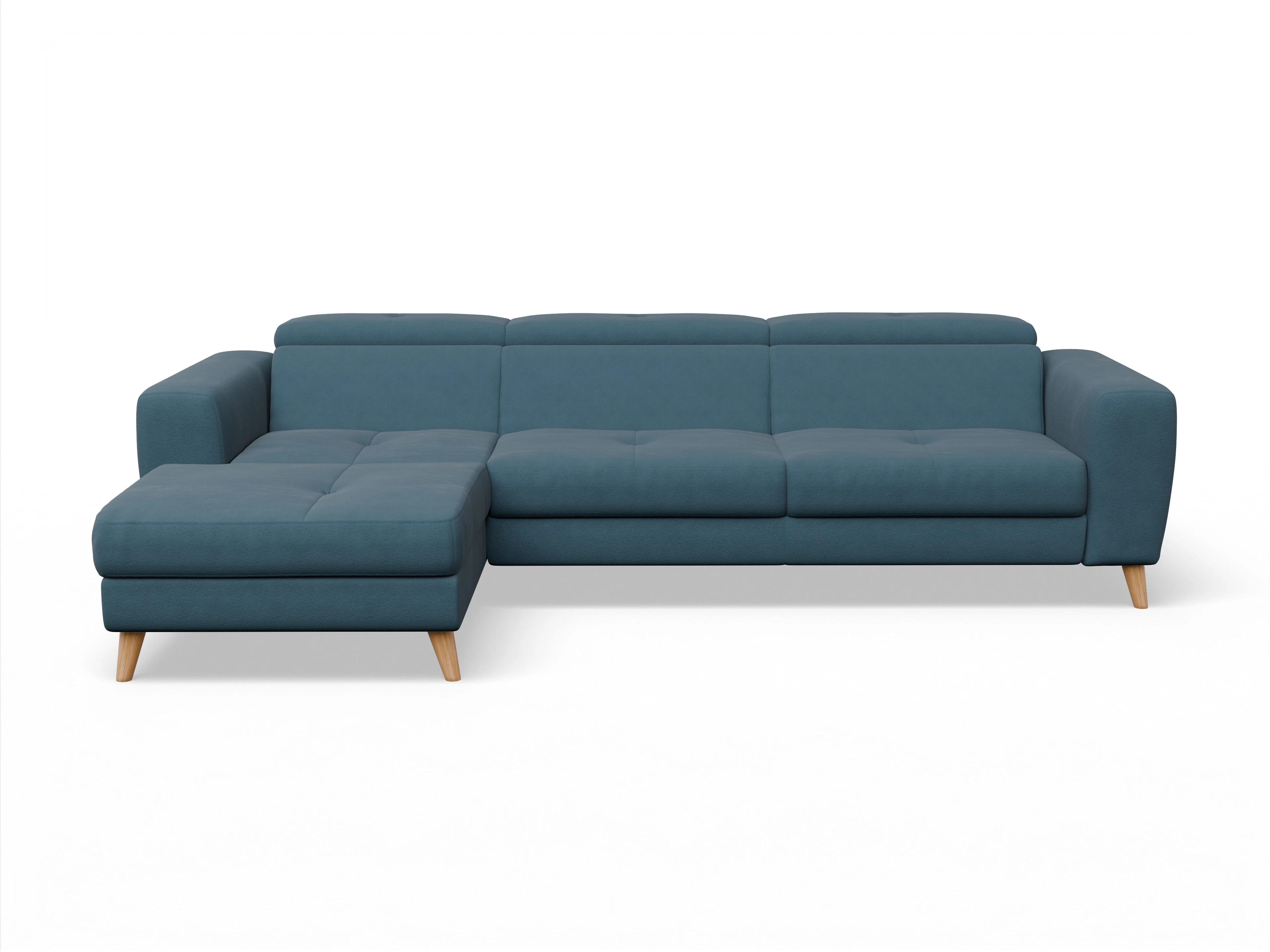 Ansicht des Produktes Capua Ecksofa links Abschluss offen in Stoff Blau