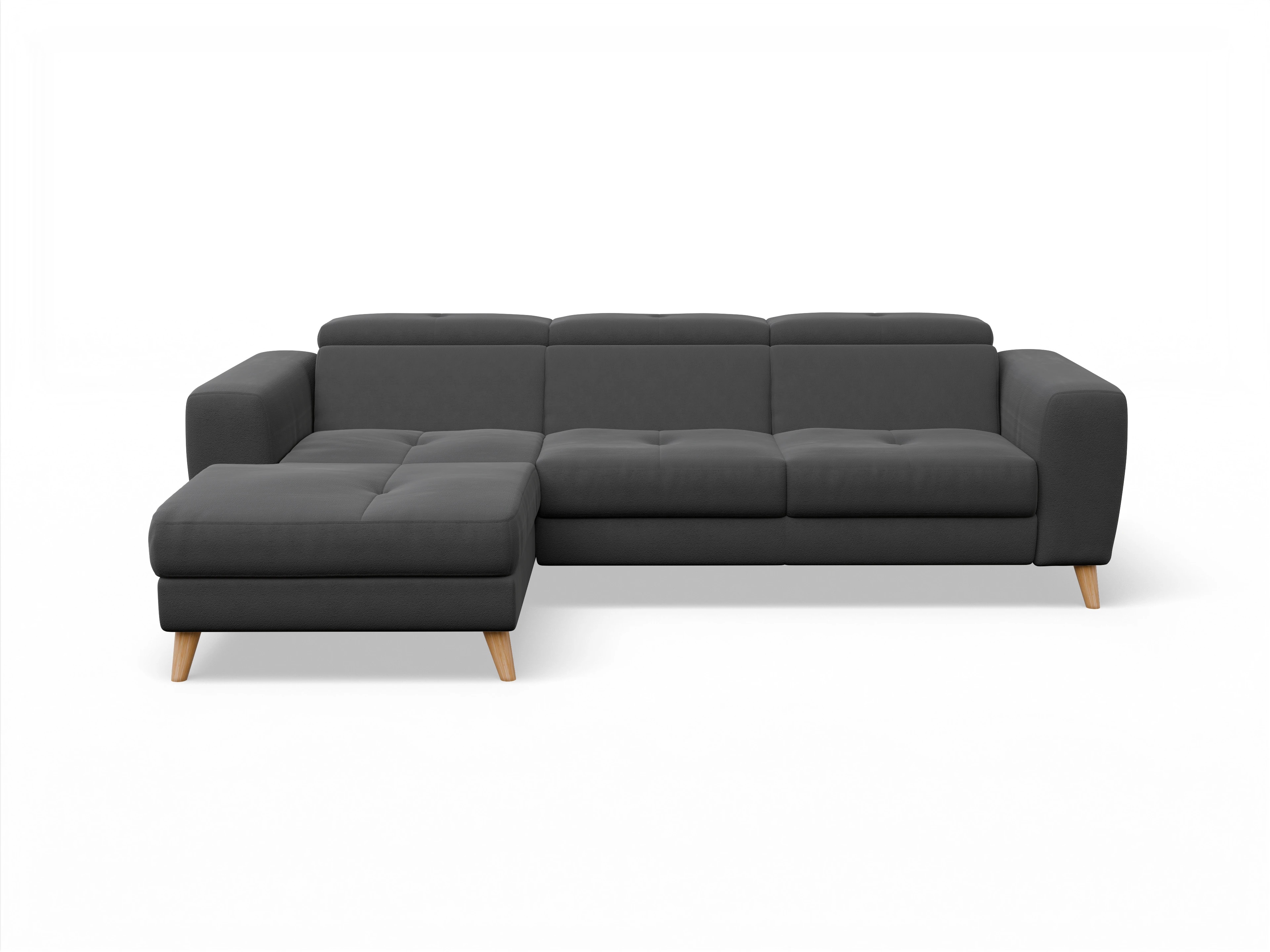 Ansicht des Produktes Capua Ecksofa links Abschluss offen in Stoff Grau