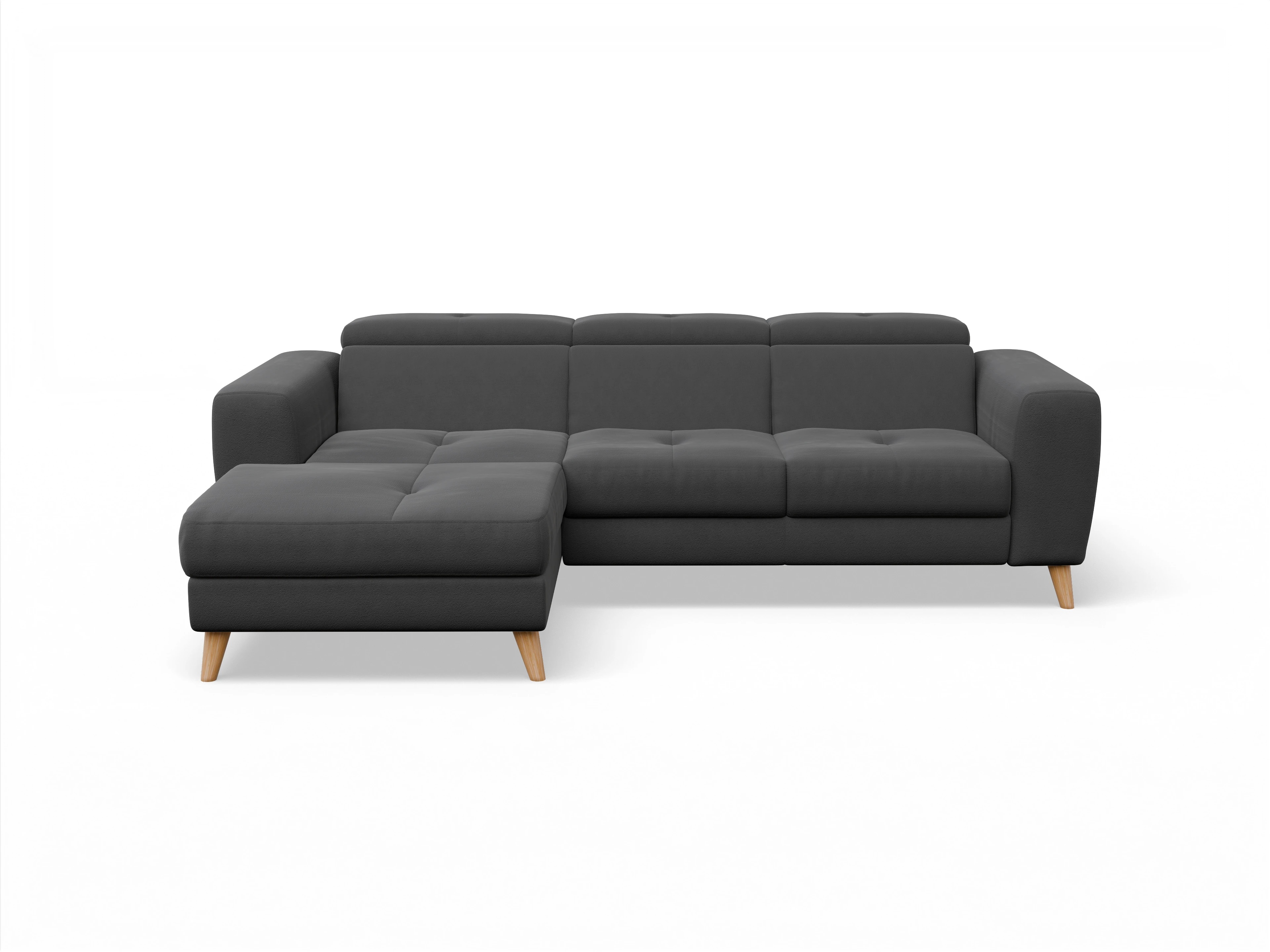 Ansicht des Produktes Capua Ecksofa links Abschluss offen in Stoff Grau