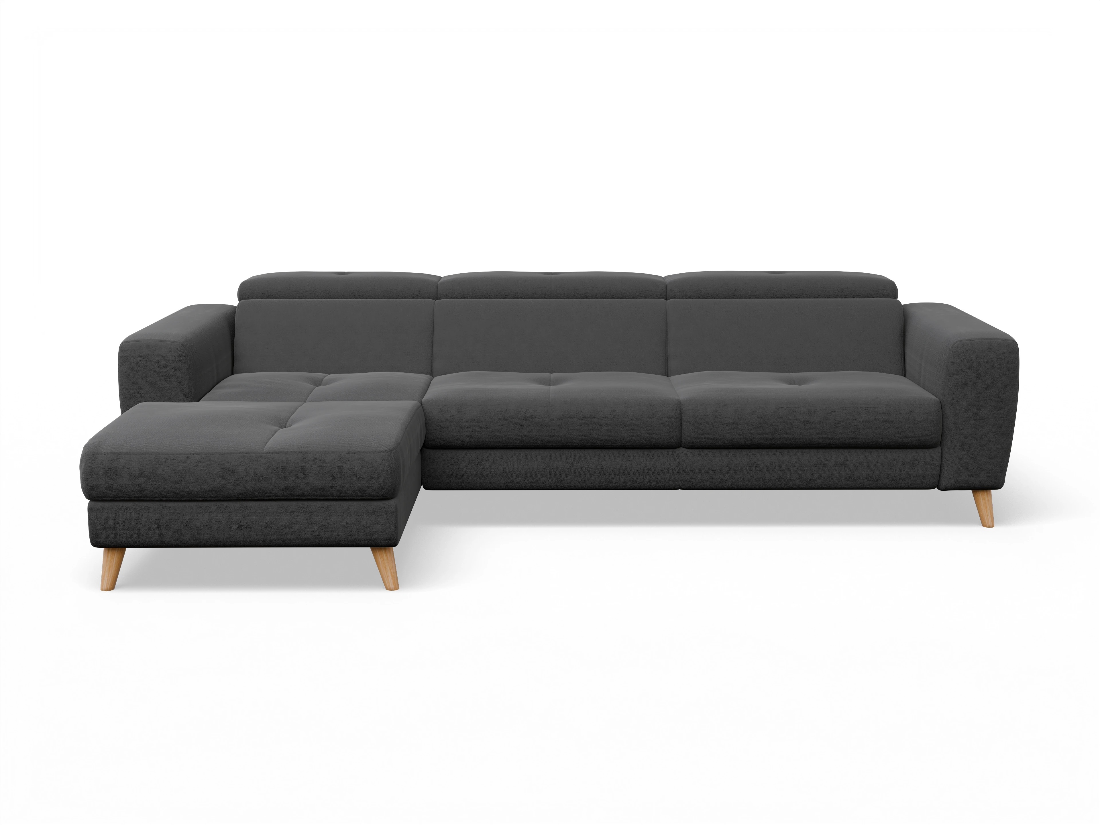 Ansicht des Produktes Capua Ecksofa links Abschluss offen in Stoff Grau