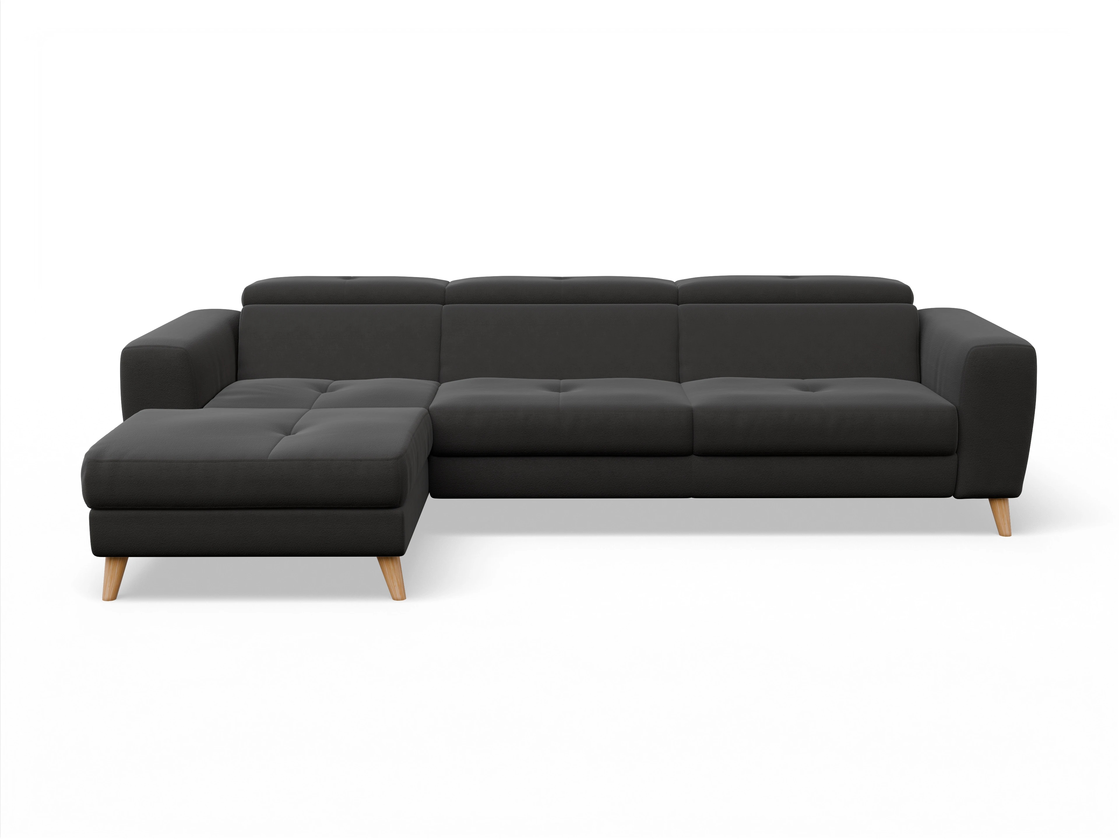 Ansicht des Produktes Capua Ecksofa links Abschluss offen in Stoff Grau