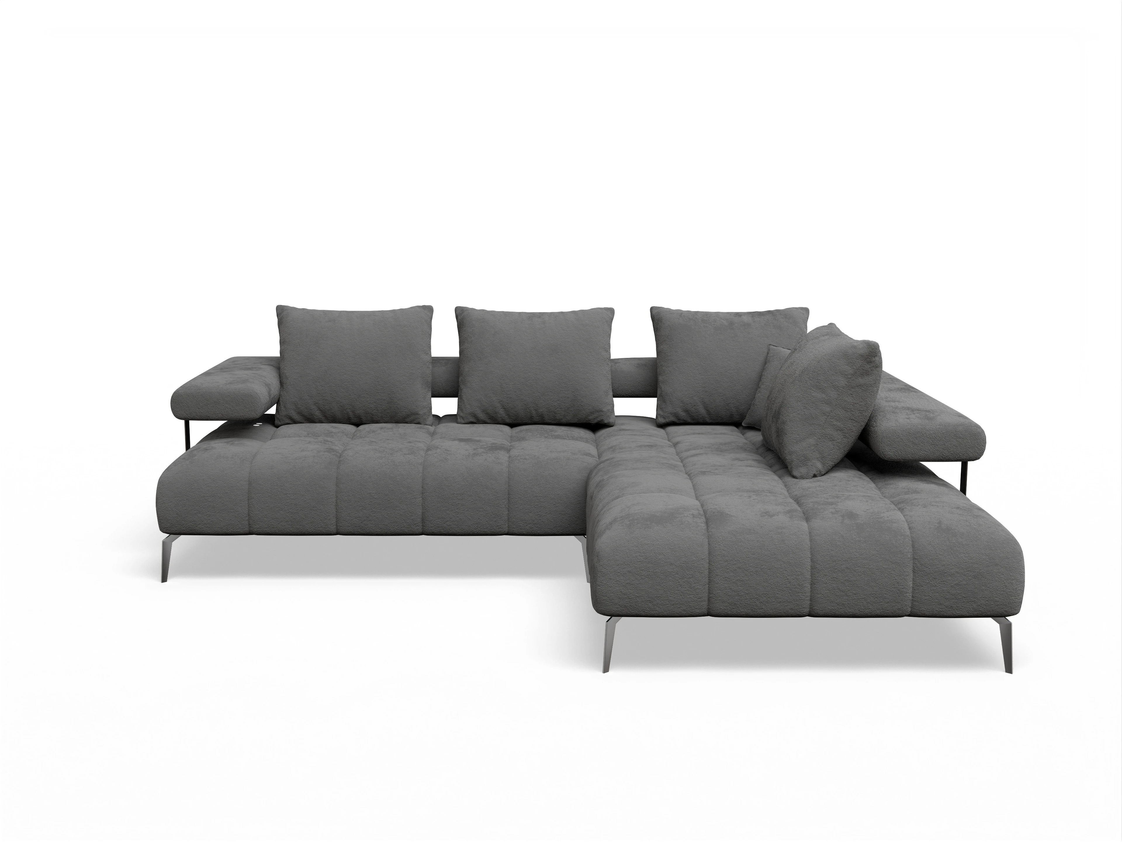 Ansicht des Produktes Madrid-O Ecksofa rechts Abschluss offen in Stoff Grau