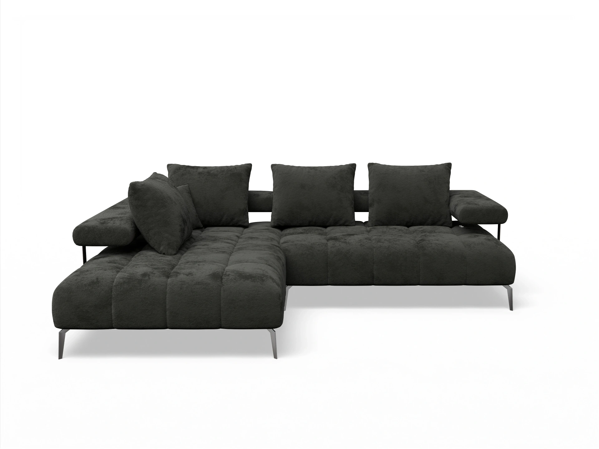 Ansicht des Produktes Madrid-O Ecksofa links Abschluss offen in Stoff Schwarz
