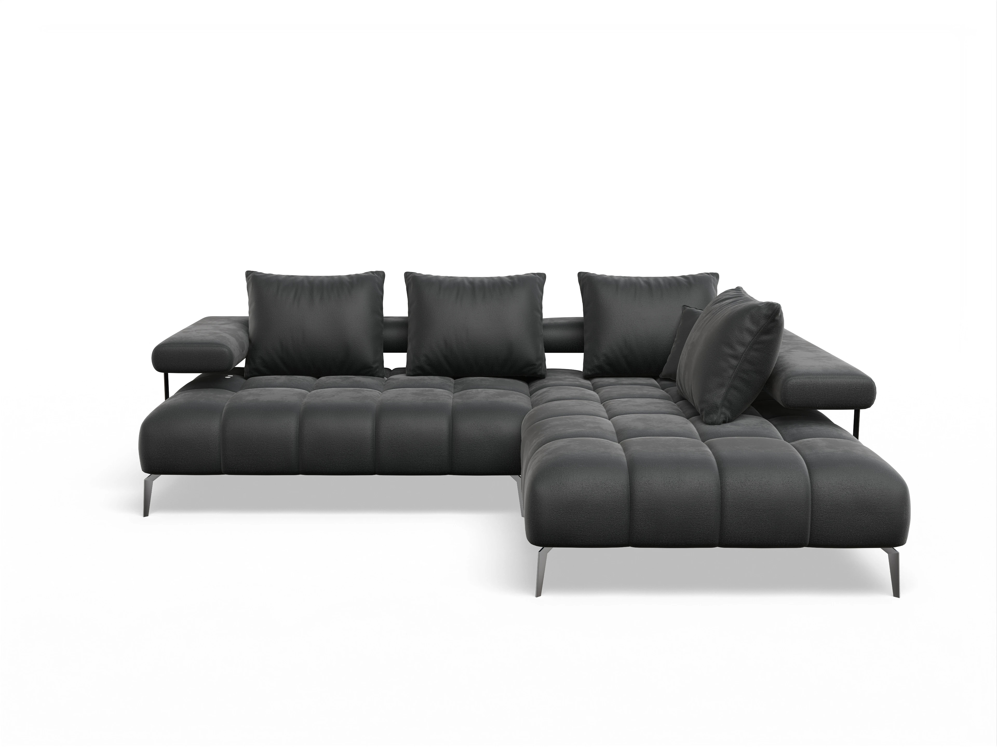 Ansicht des Produktes Madrid-O Ecksofa rechts Abschluss offen in Stoff Schwarz