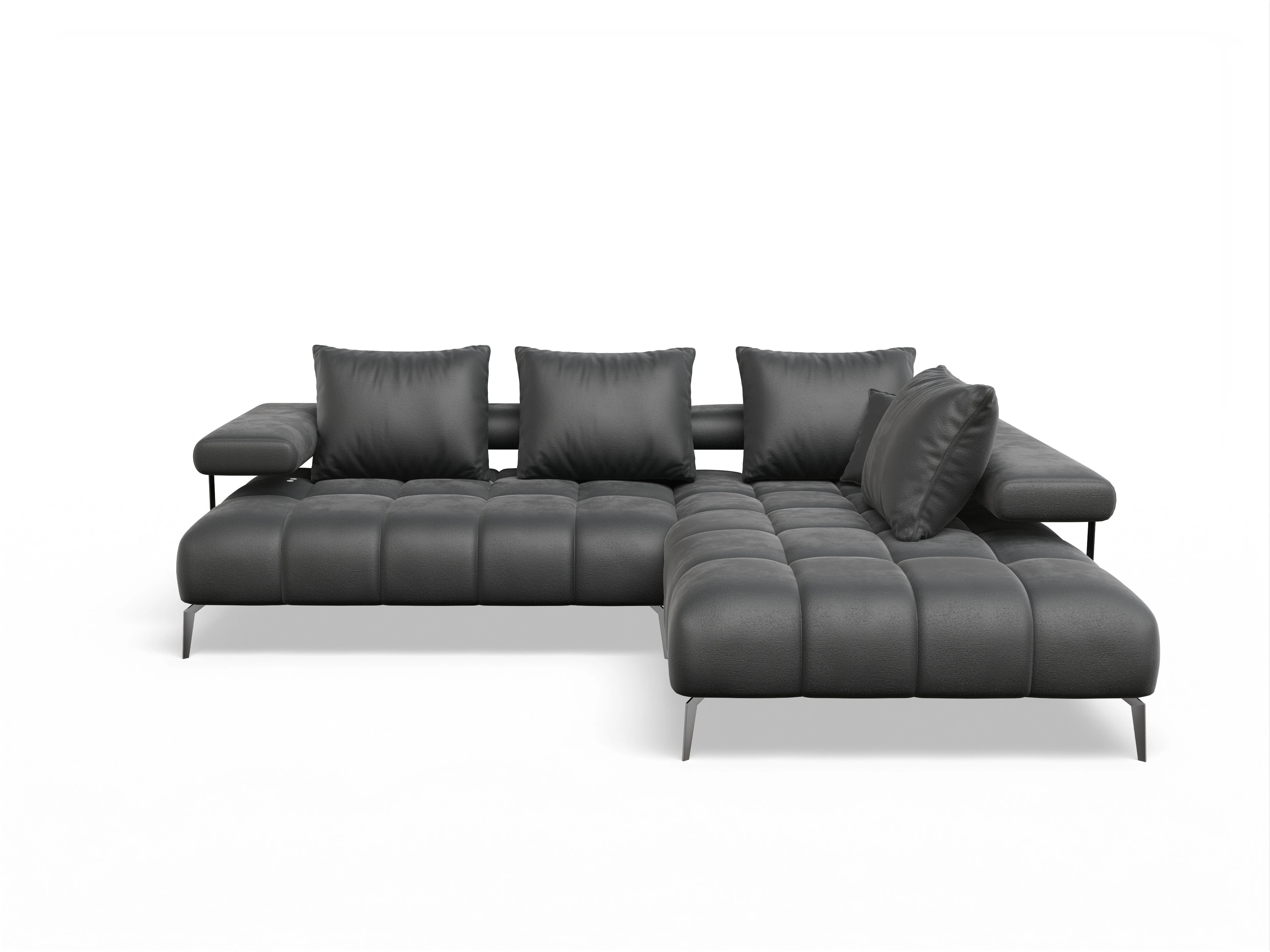 Ansicht des Produktes Madrid-O Ecksofa rechts Abschluss offen in Stoff Grau