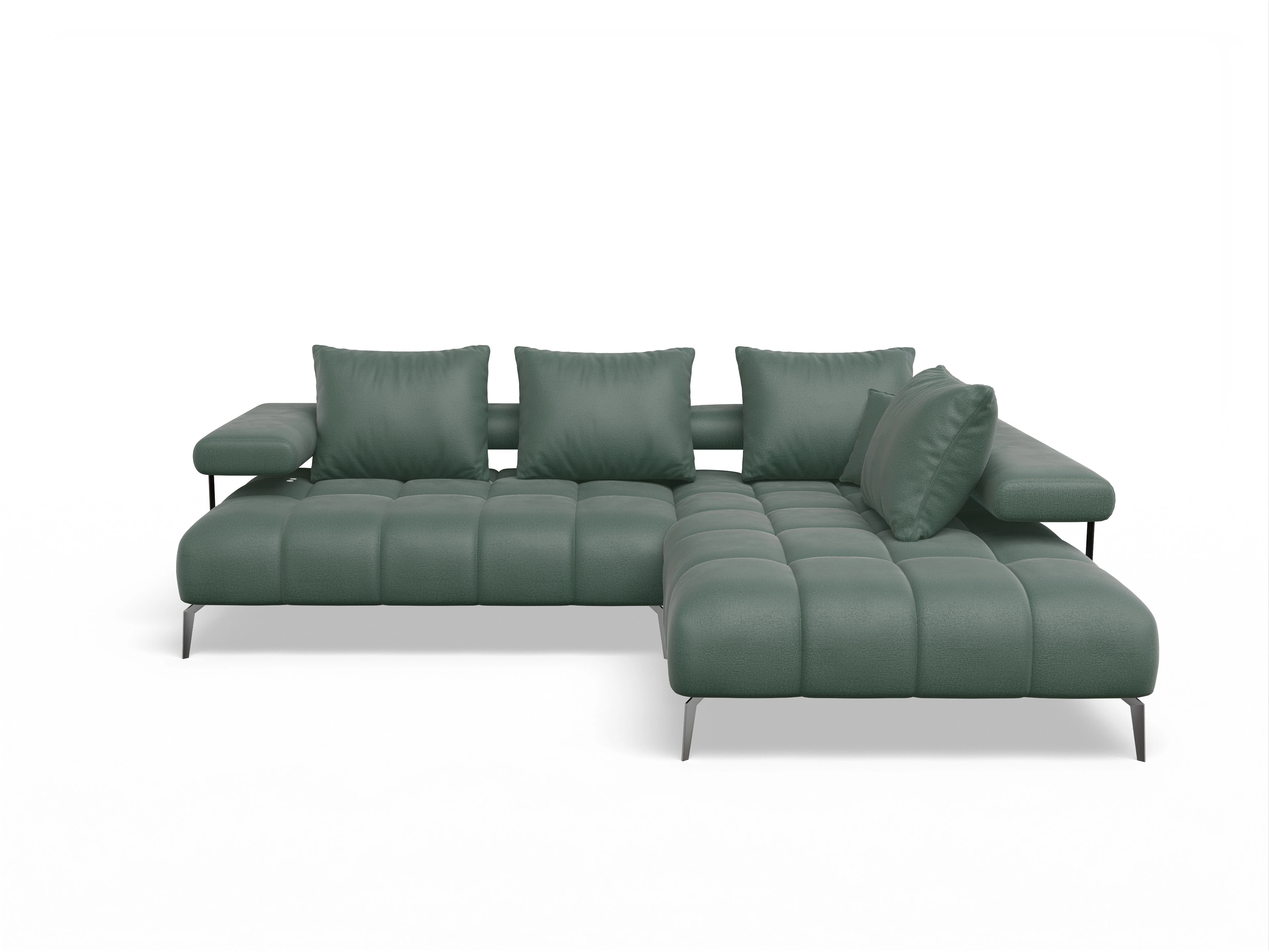Ansicht des Produktes Madrid-O Ecksofa rechts Abschluss offen in Stoff Grün