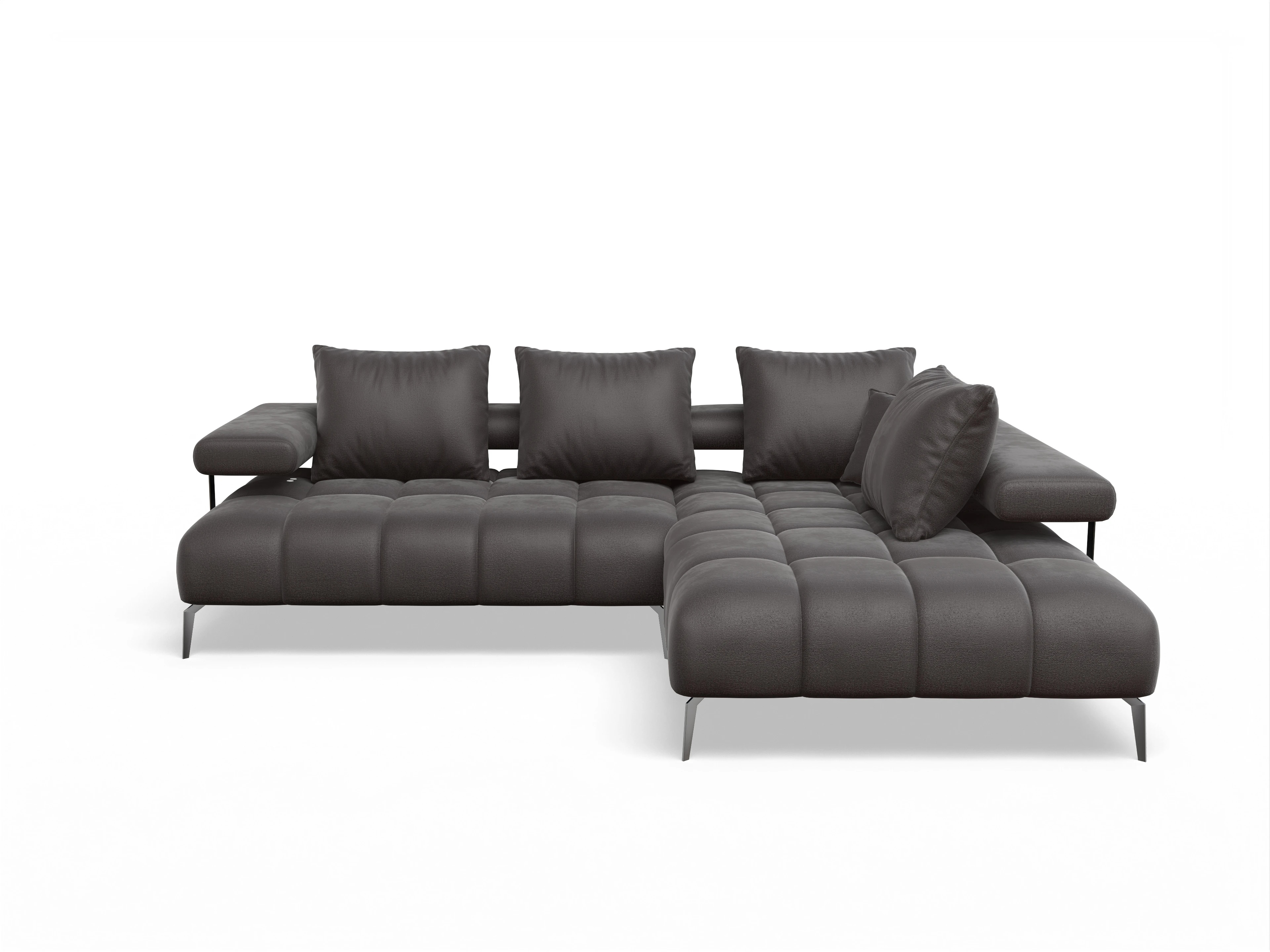 Ansicht des Produktes Madrid-O Ecksofa rechts Abschluss offen in Stoff Braun