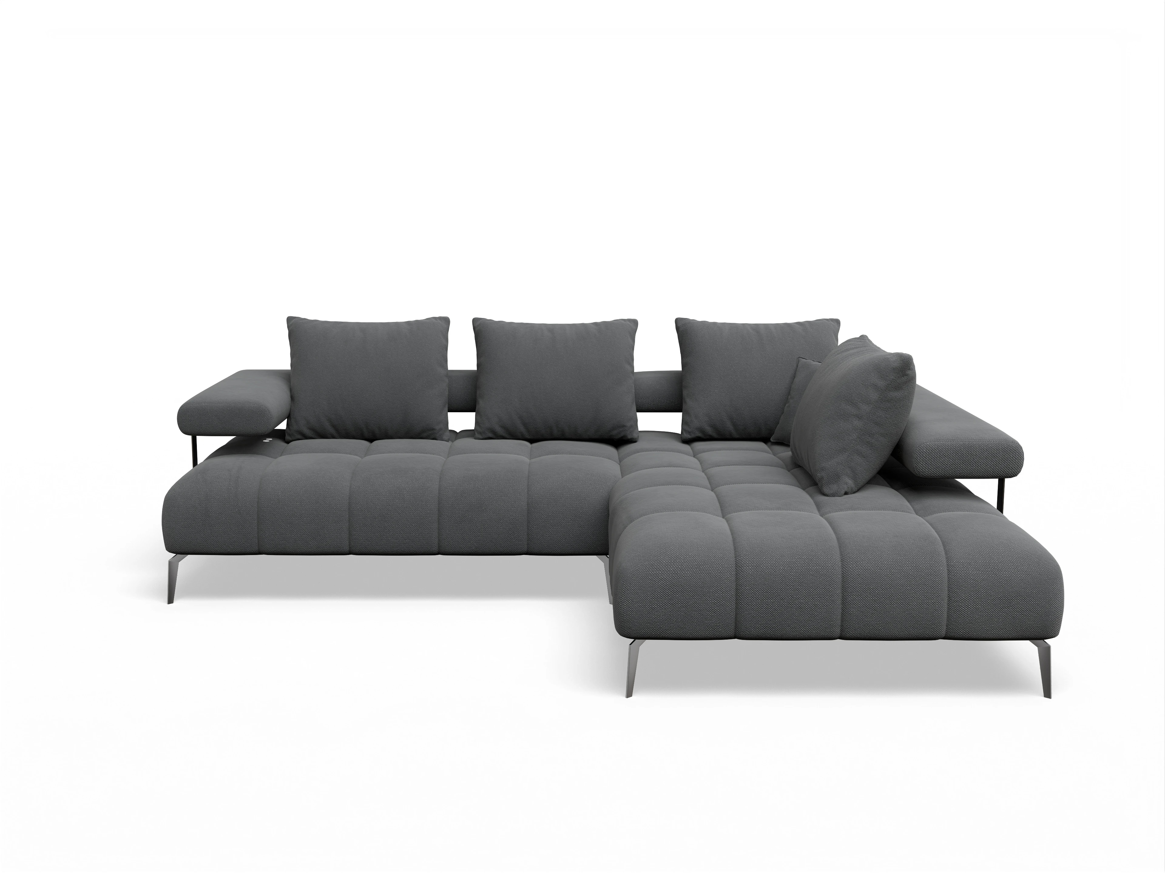 Ansicht des Produktes Madrid-O Ecksofa rechts Abschluss offen in Stoff Grau