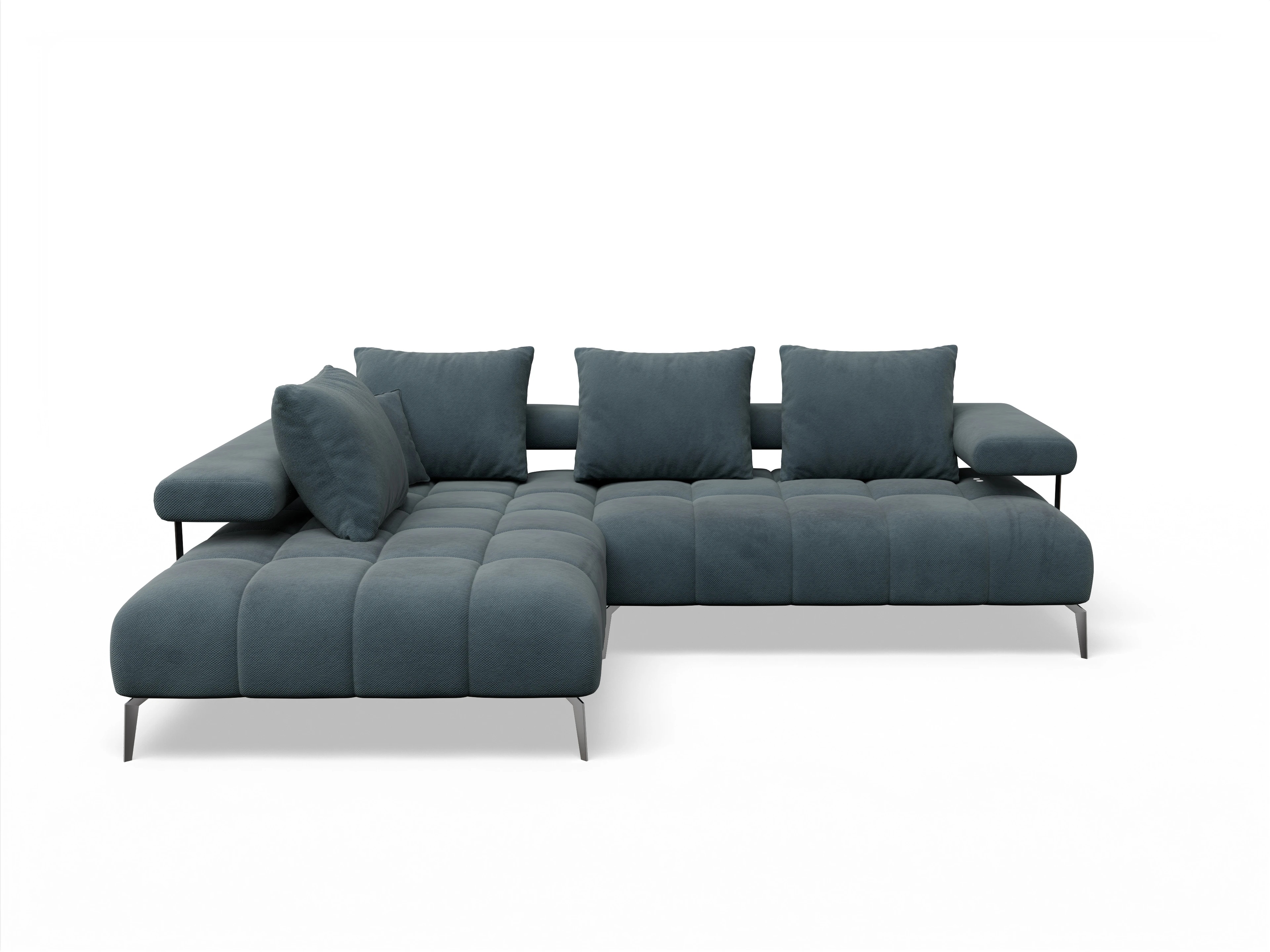 Ansicht des Produktes Madrid-O Ecksofa links Abschluss offen in Stoff Blau