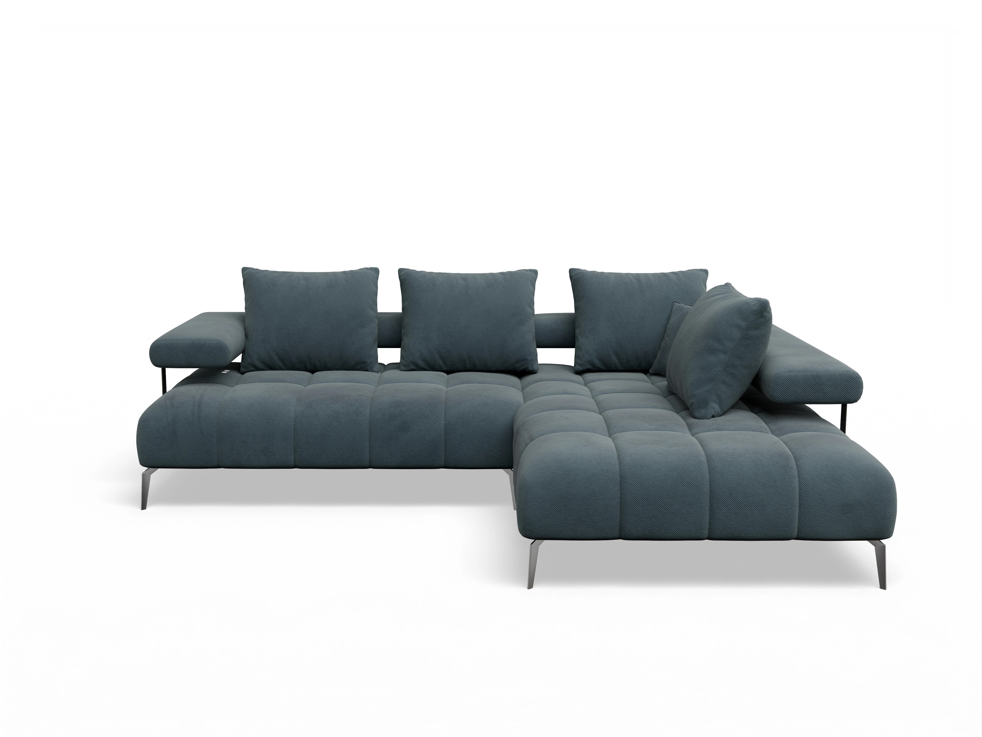 Ansicht des Produktes Madrid-O Ecksofa rechts Abschluss offen in Stoff Blau