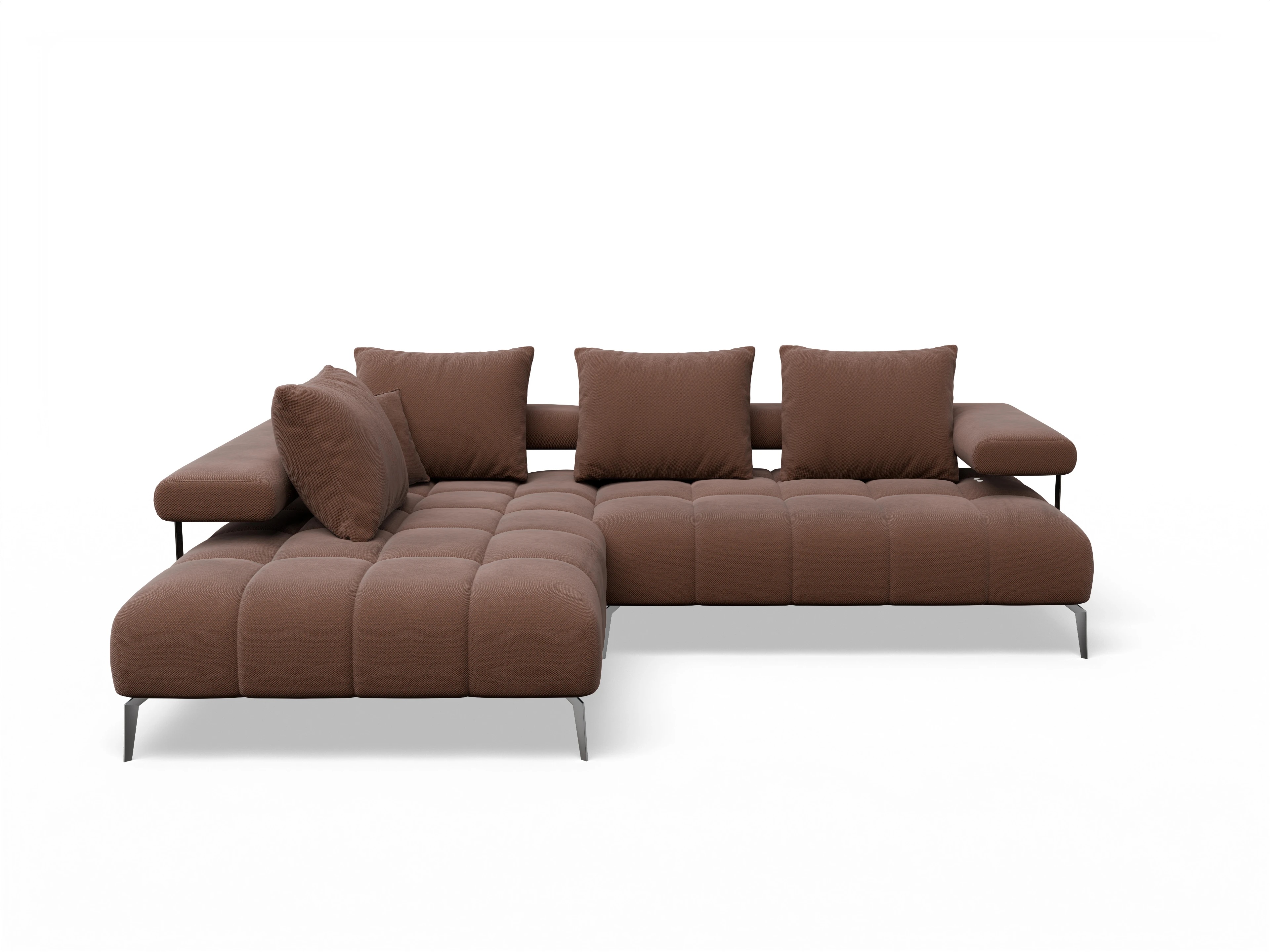 Ansicht des Produktes Madrid-O Ecksofa links Abschluss offen in Stoff Orange