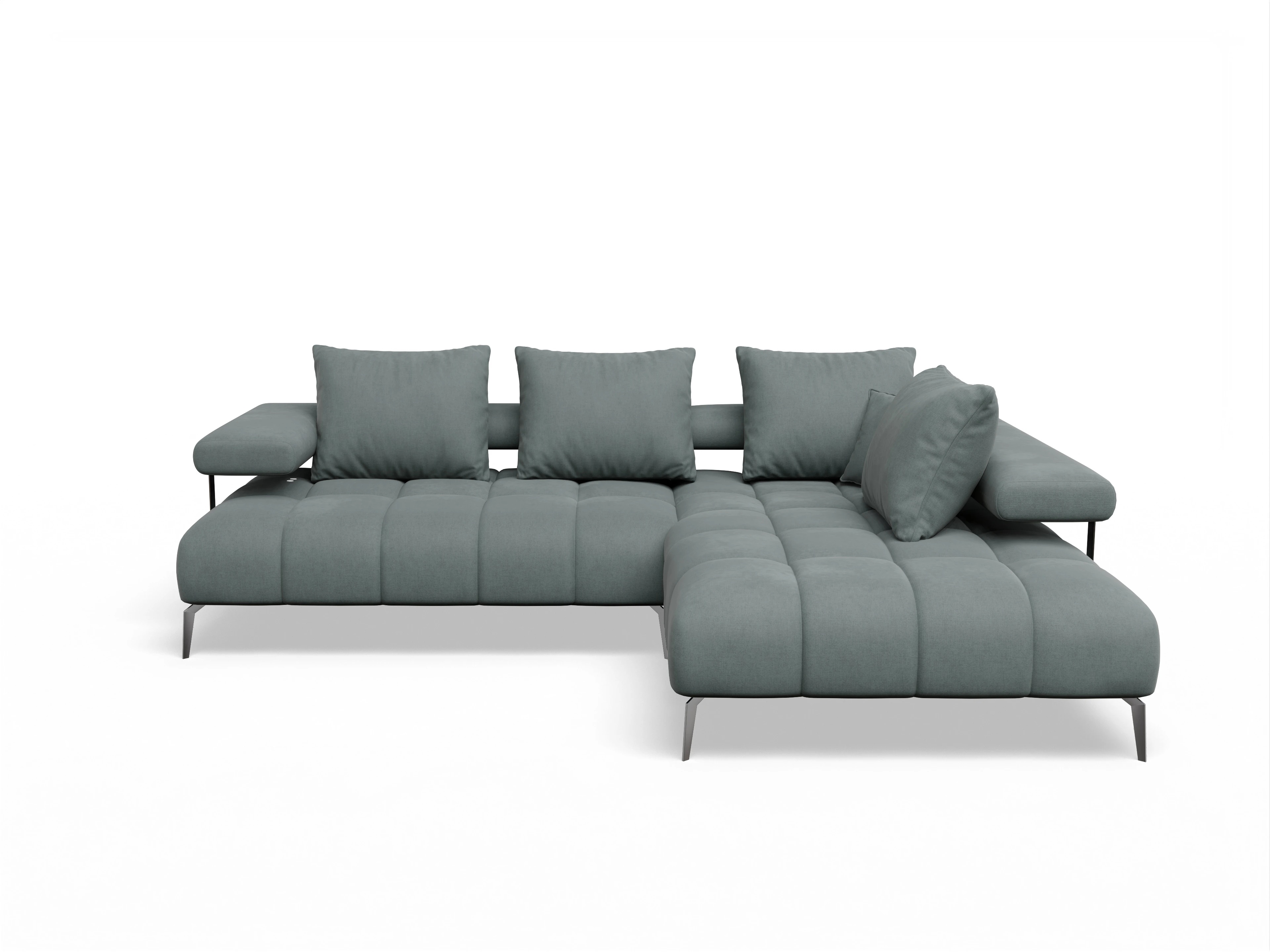Ansicht des Produktes Madrid-O Ecksofa rechts Abschluss offen in Stoff Grün