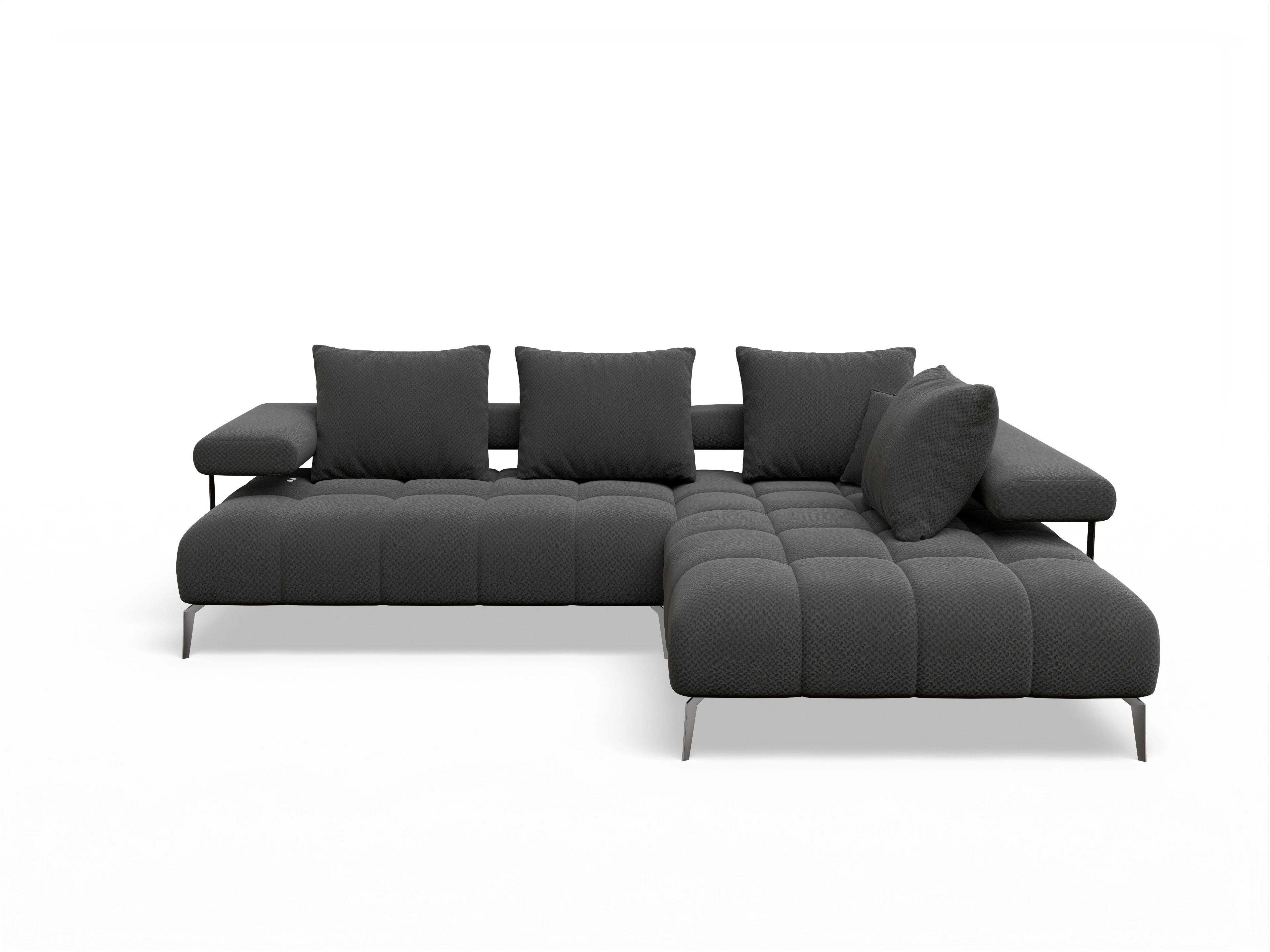 Ansicht des Produktes Madrid-O Ecksofa rechts Abschluss offen in Stoff Schwarz