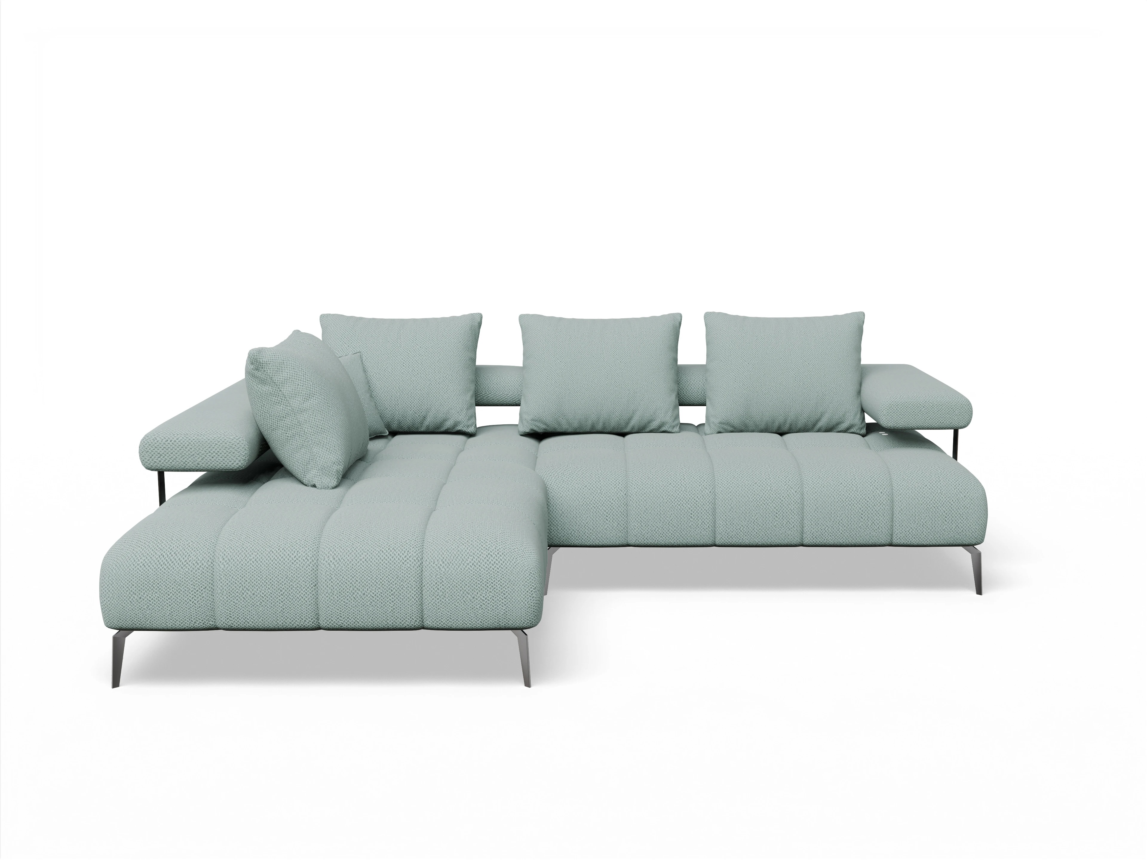Ansicht des Produktes Madrid-O Ecksofa links Abschluss offen in Stoff Blau