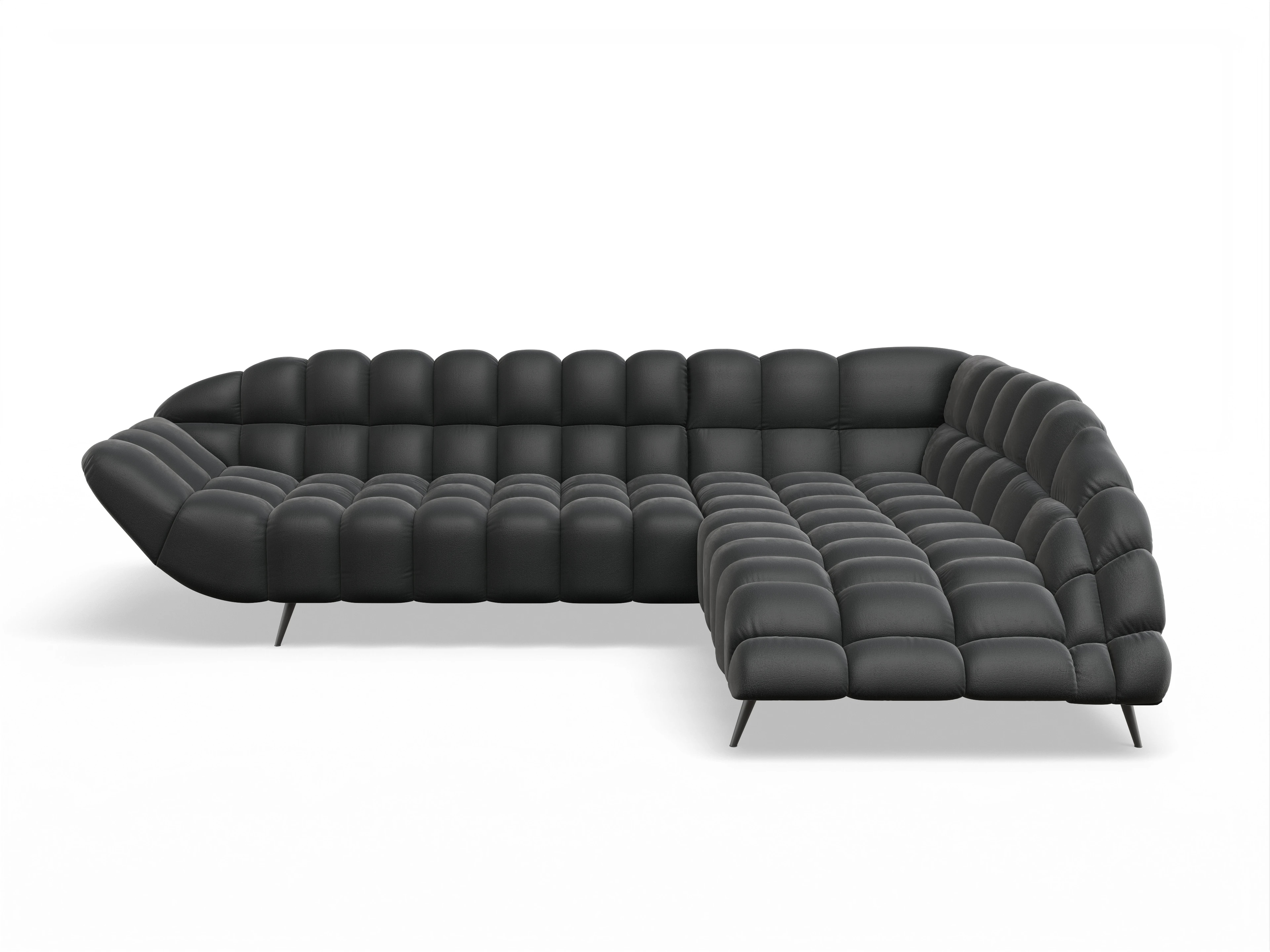 Ansicht des Produktes Girona-O Ecksofa rechts Abschluss offen in Stoff Schwarz