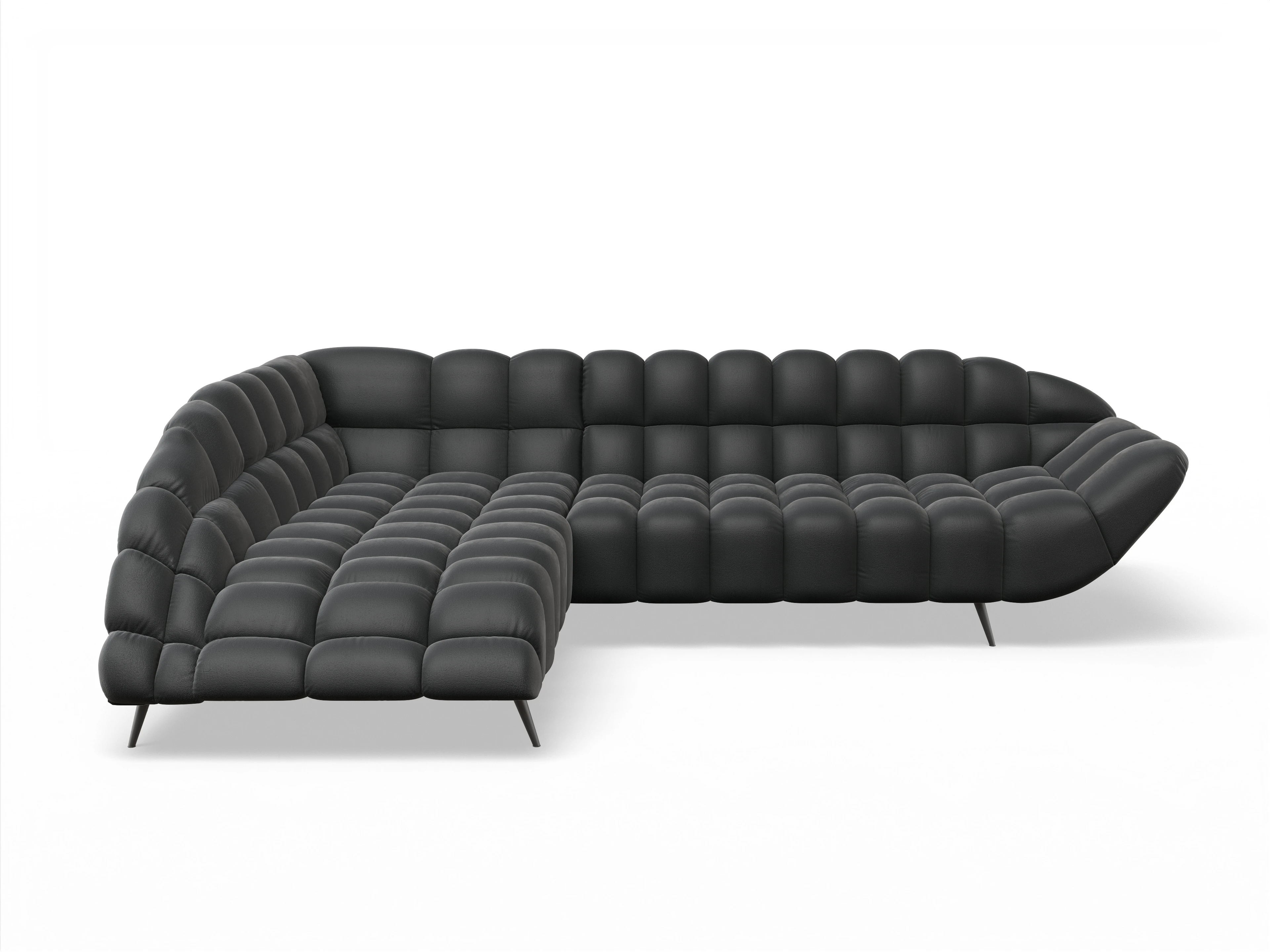 Girona OT Small L mit Sitzvorzug Ansicht des Produktes Girona-O Ecksofa links Abschluss offen in Stoff Schwarz