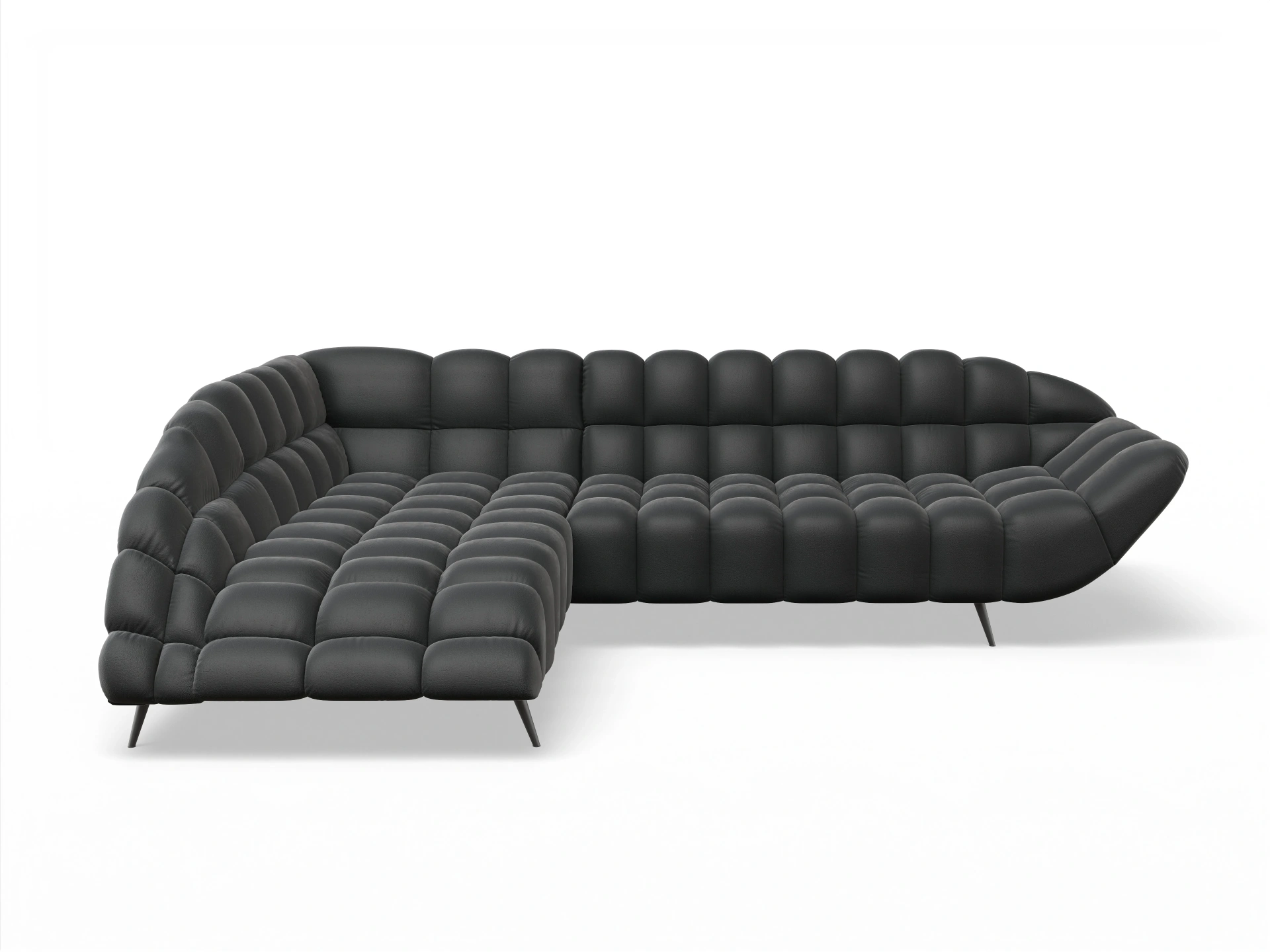 Ansicht des Produktes Girona-O Ecksofa links Abschluss offen in Stoff Schwarz