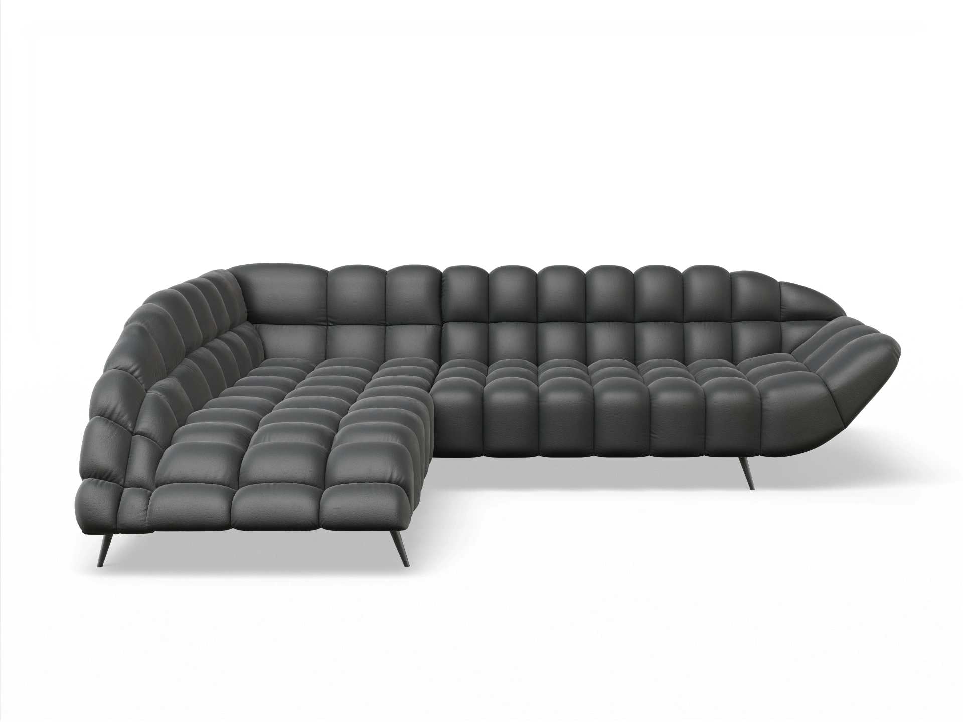 Ansicht des Produktes Girona-O Ecksofa links Abschluss offen in Stoff Grau