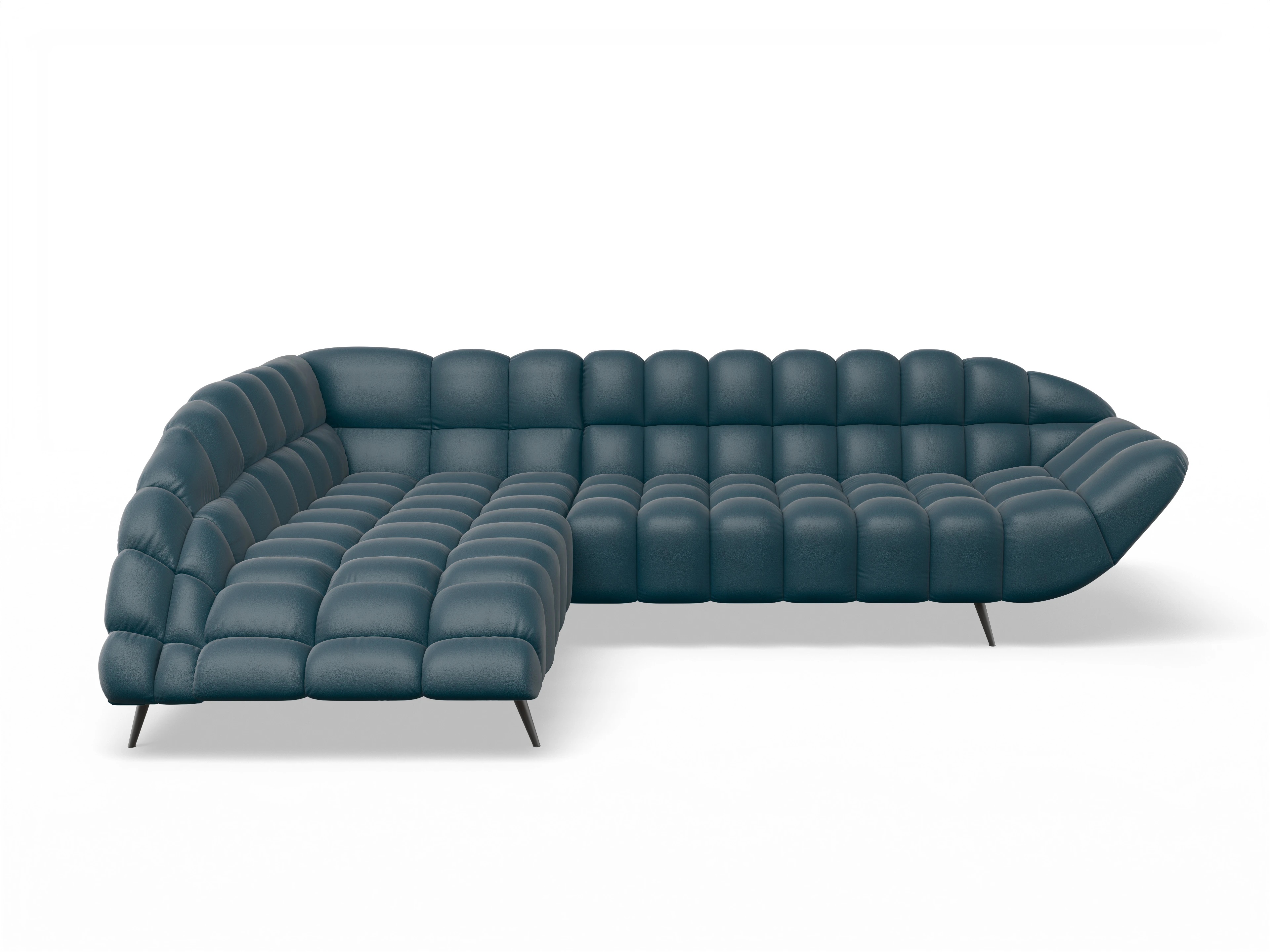 Ansicht des Produktes Girona-O Ecksofa links Abschluss offen in Stoff Blau