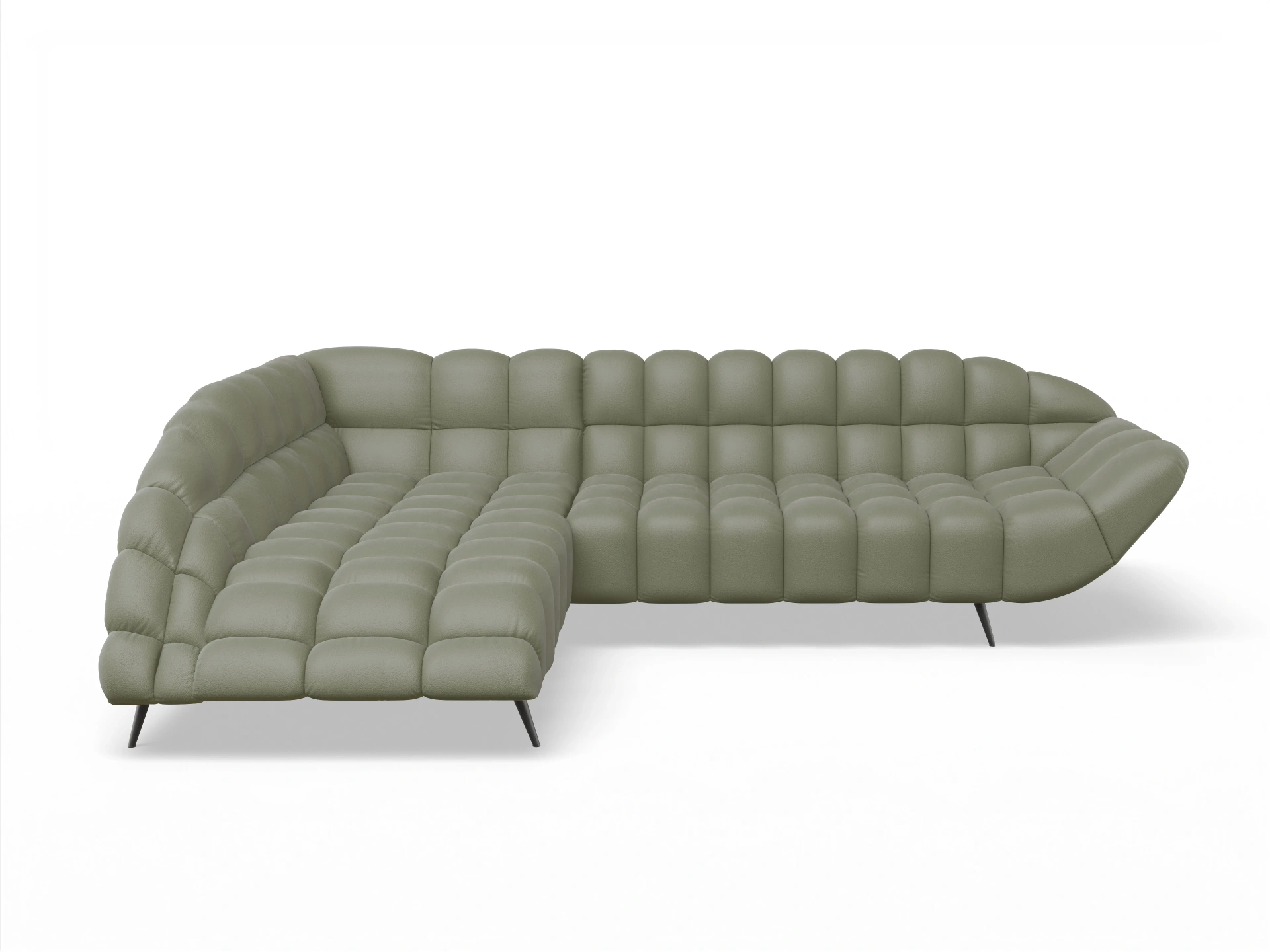 Ansicht des Produktes Girona-O Ecksofa links Abschluss offen in Stoff Grün