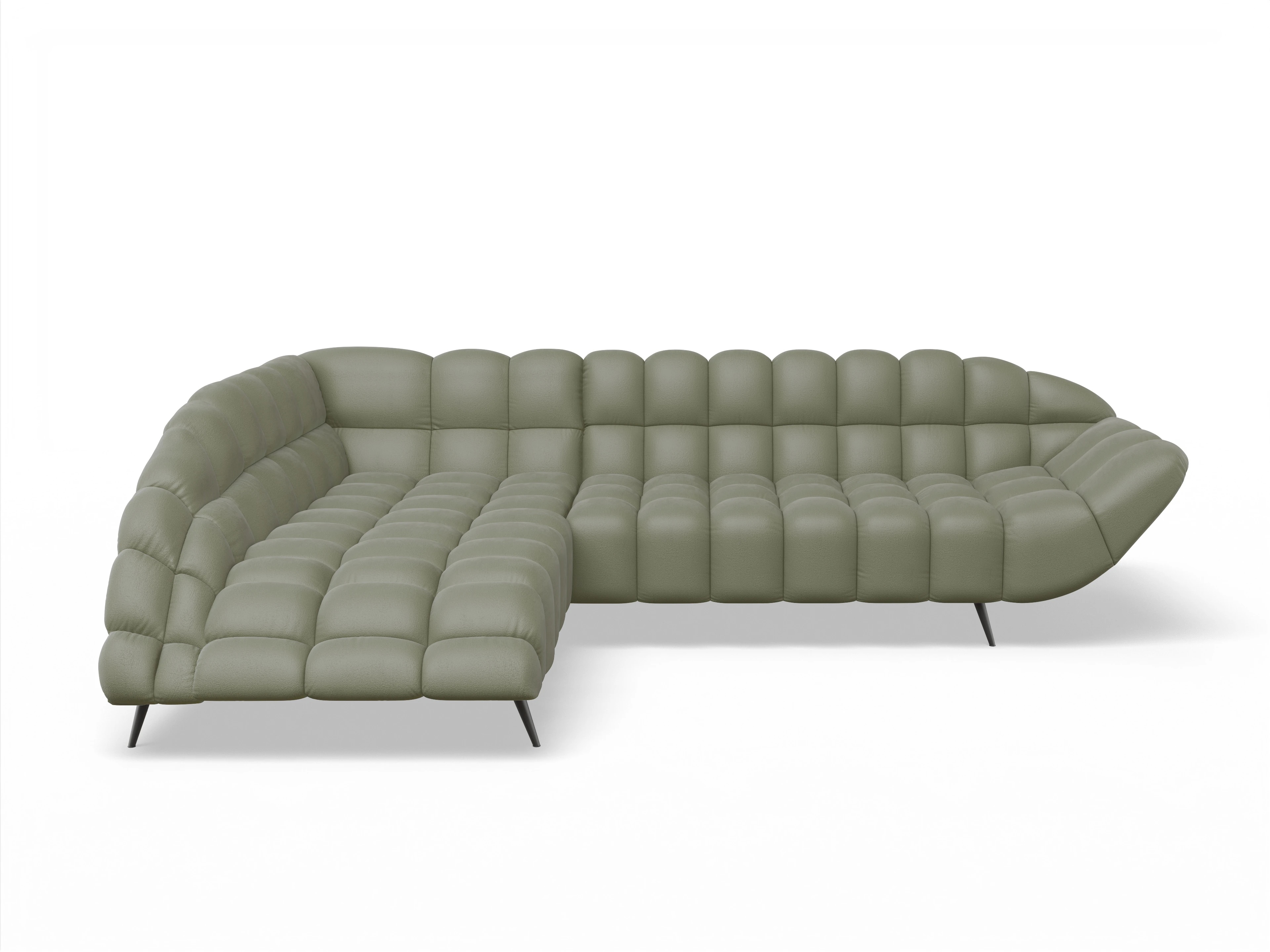 Ansicht des Produktes Girona-O Ecksofa links Abschluss offen in Stoff Grün