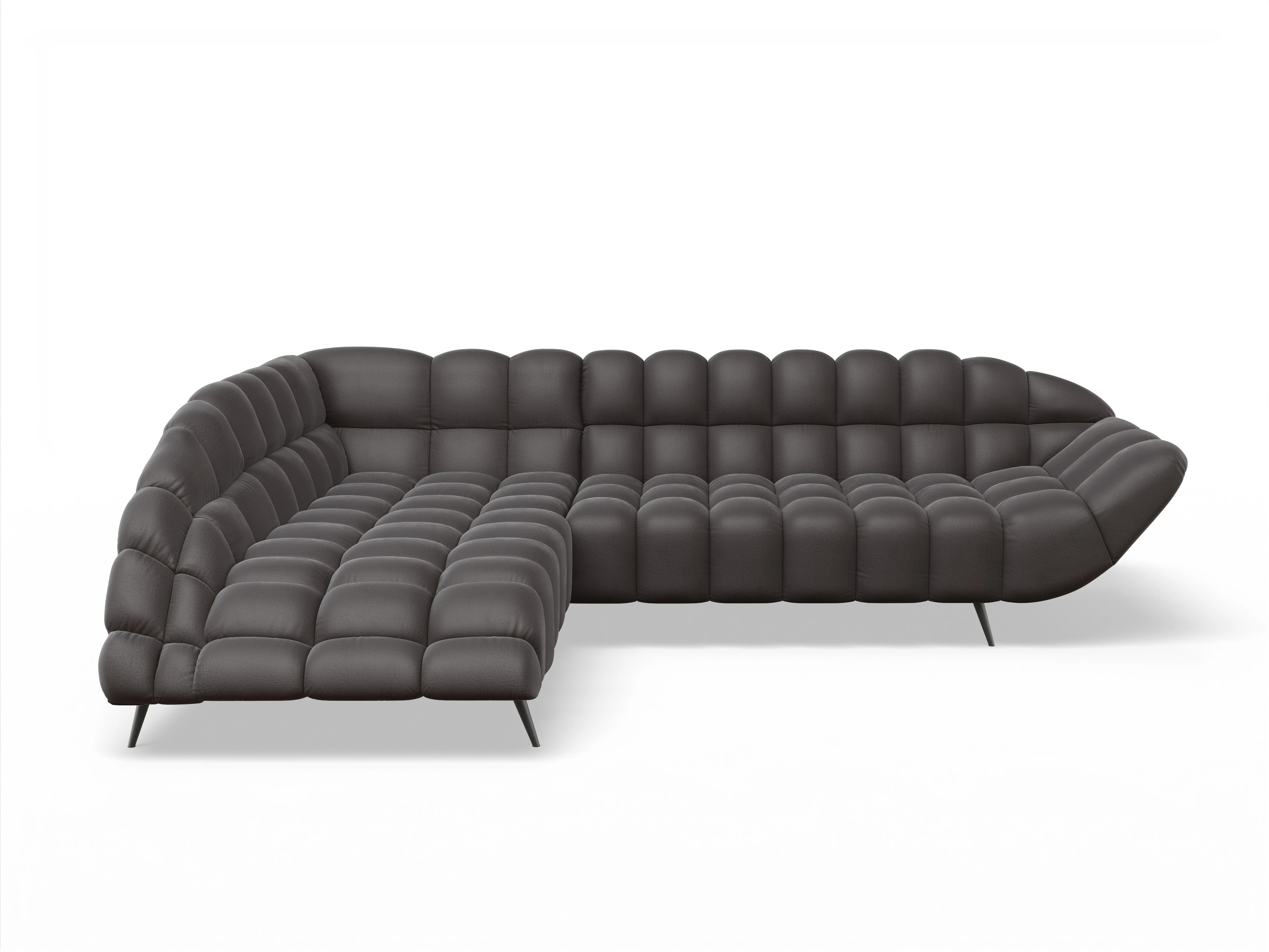 Ansicht des Produktes Girona-O Ecksofa links Abschluss offen in Stoff Braun