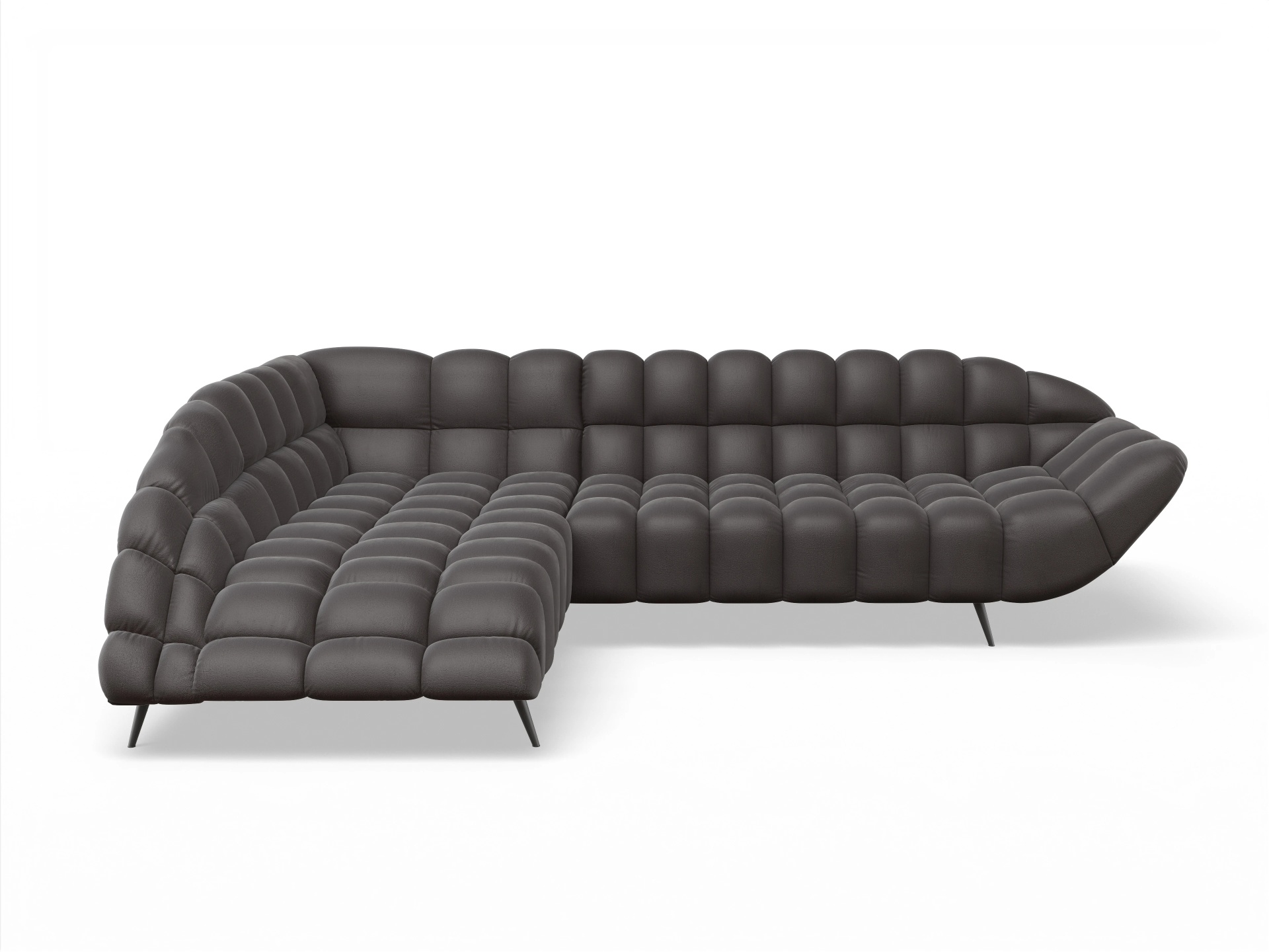 Ansicht des Produktes Girona-O Ecksofa links Abschluss offen in Stoff Braun