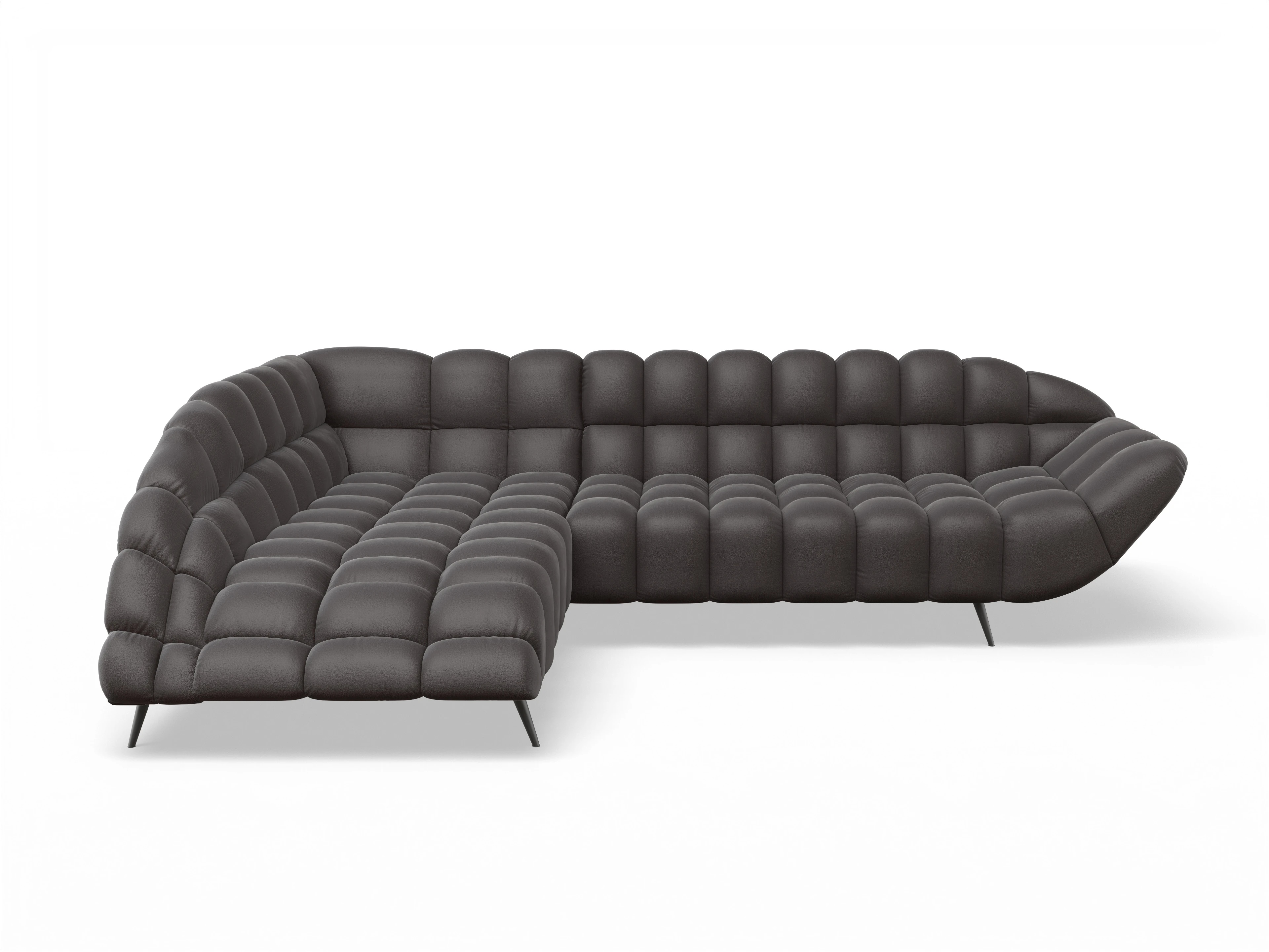 Girona OT Small L mit Sitzvorzug Ansicht des Produktes Girona-O Ecksofa links Abschluss offen in Stoff Braun