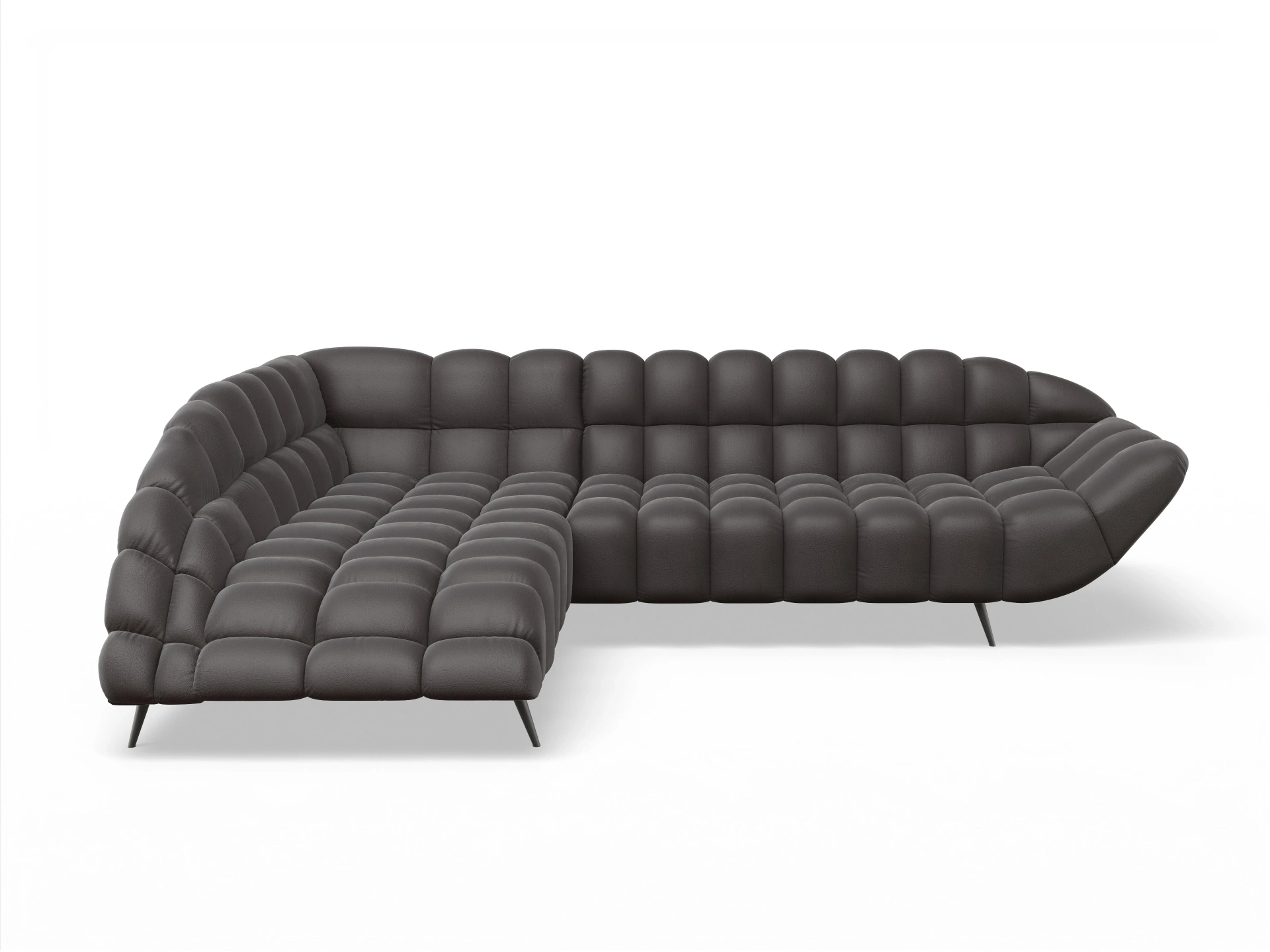 Ansicht des Produktes Girona-O Ecksofa links Abschluss offen in Stoff Braun