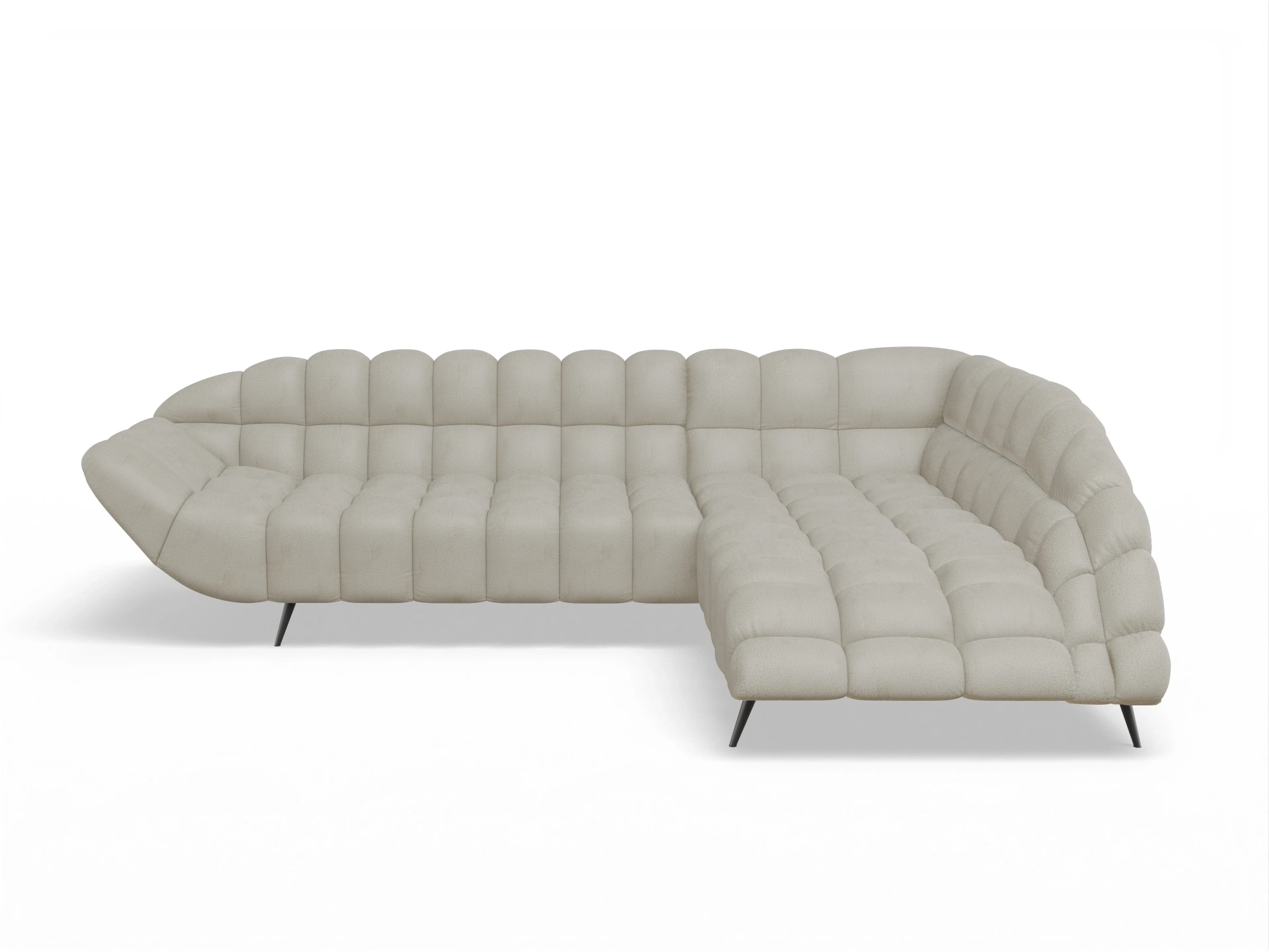 Ansicht des Produktes Girona-O Ecksofa rechts Abschluss offen in Stoff Beige