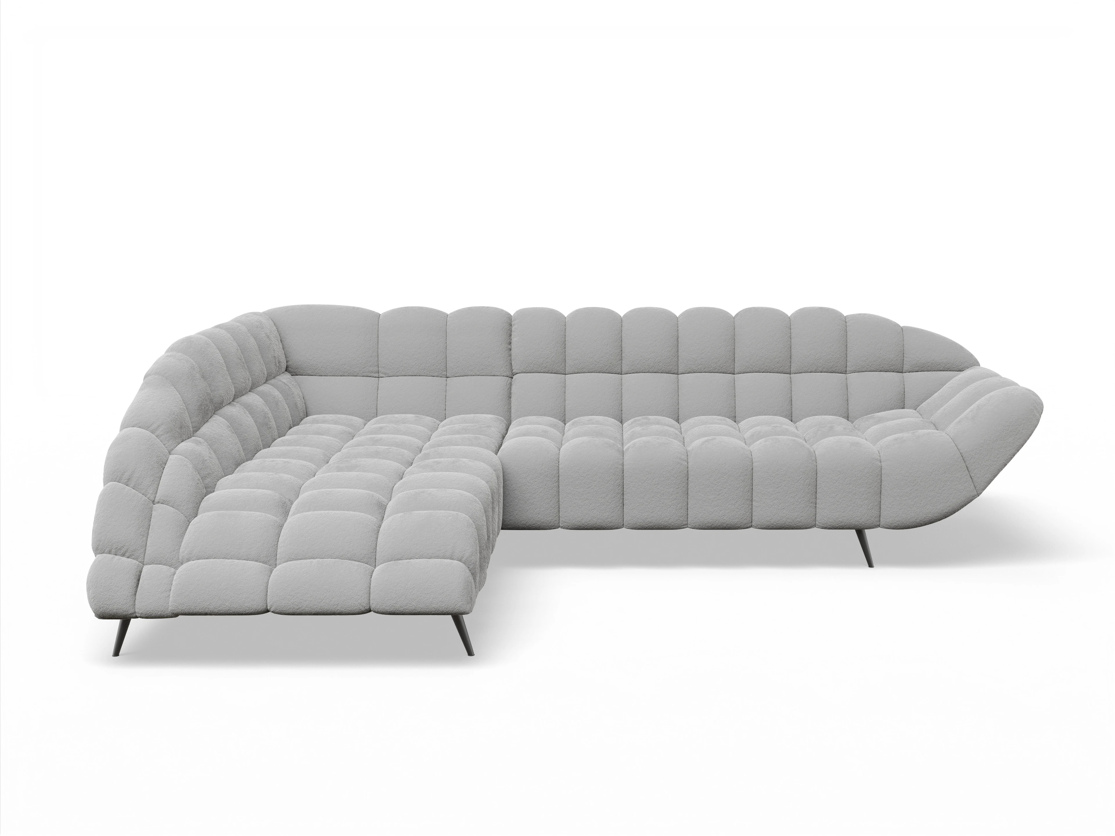 Girona OT Small L mit Sitzvorzug Ansicht des Produktes Girona-O Ecksofa links Abschluss offen in Stoff Grau
