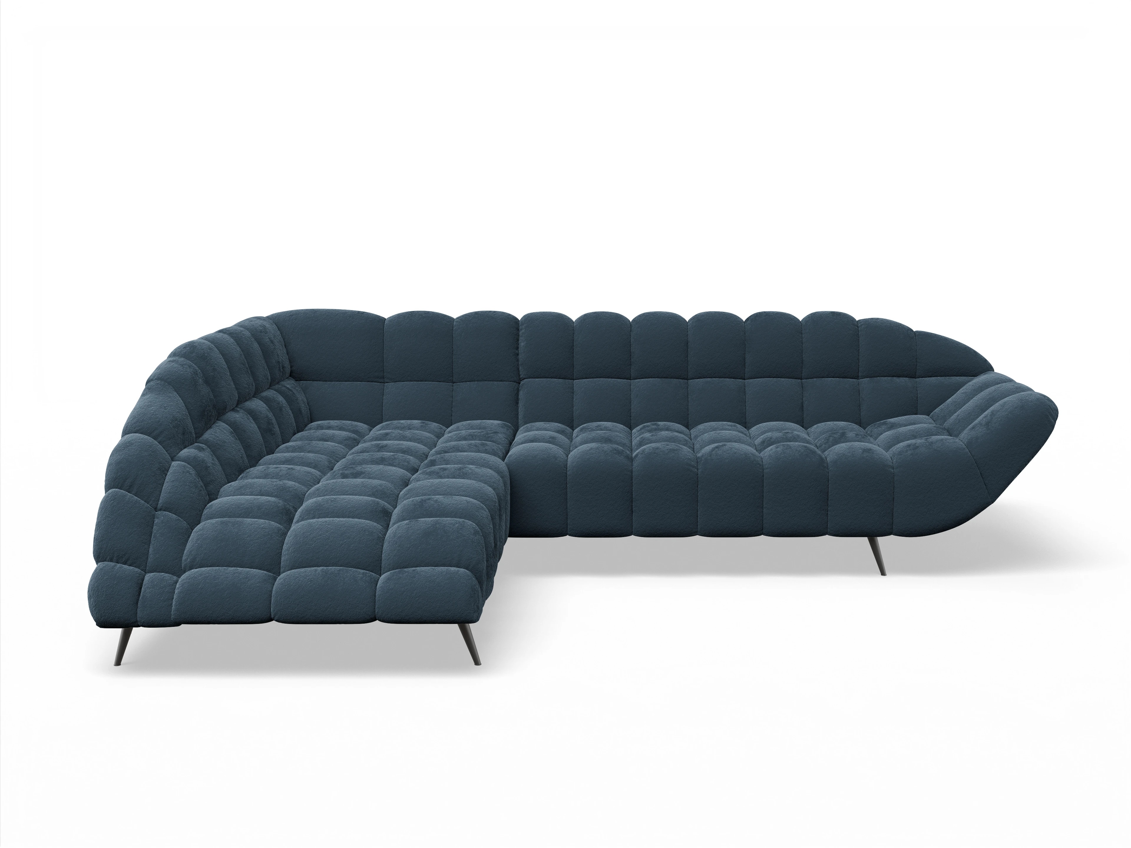 Ansicht des Produktes Girona-O Ecksofa links Abschluss offen in Stoff Blau