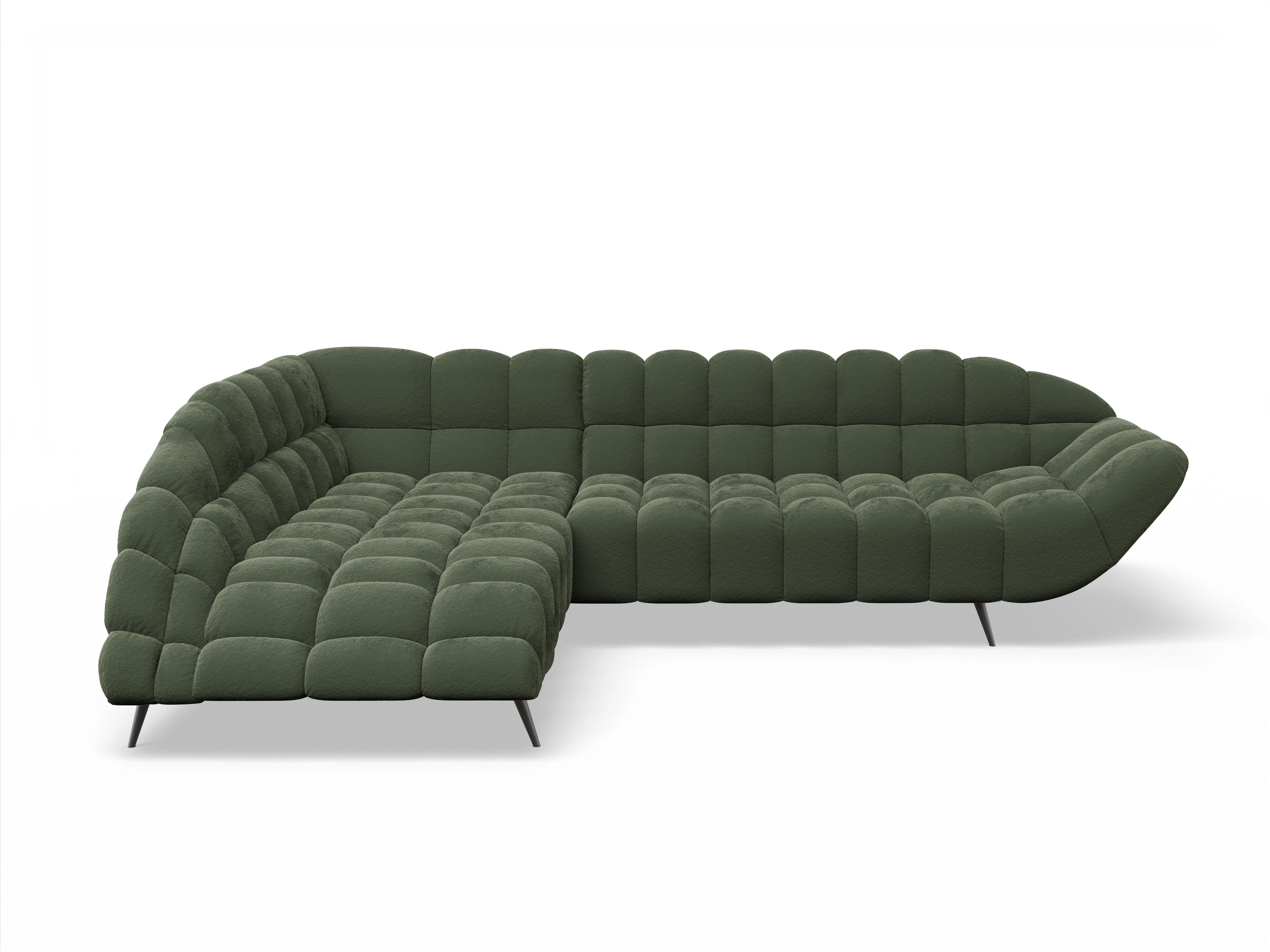 Ansicht des Produktes Girona-O Ecksofa links Abschluss offen in Stoff Grün