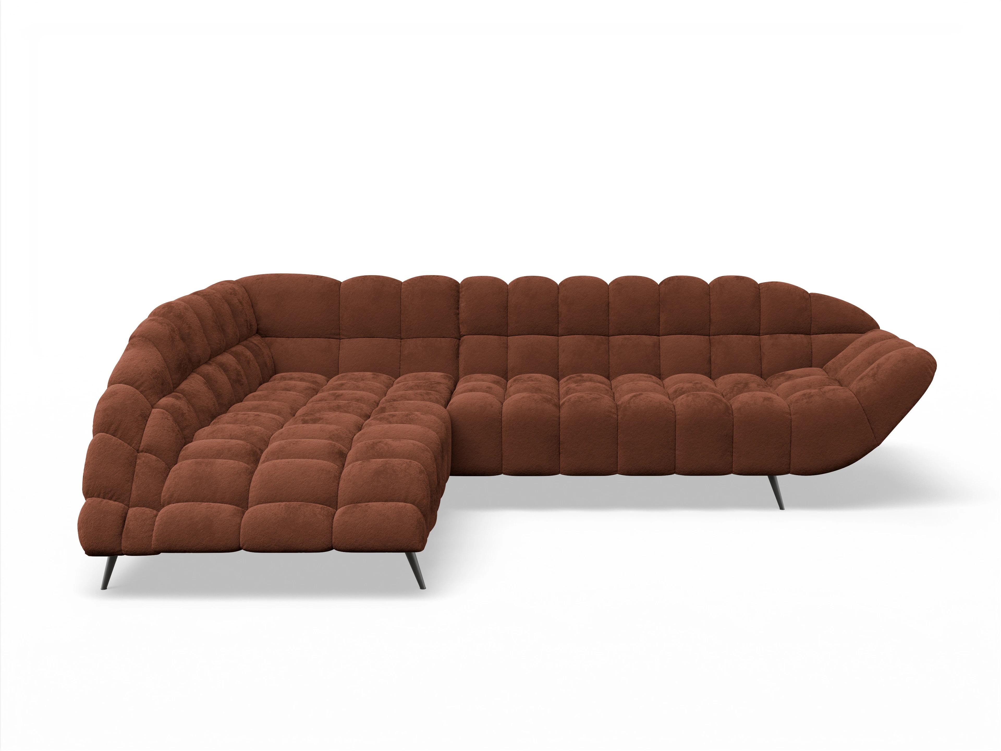 Ansicht des Produktes Girona-O Ecksofa links Abschluss offen in Stoff Orange