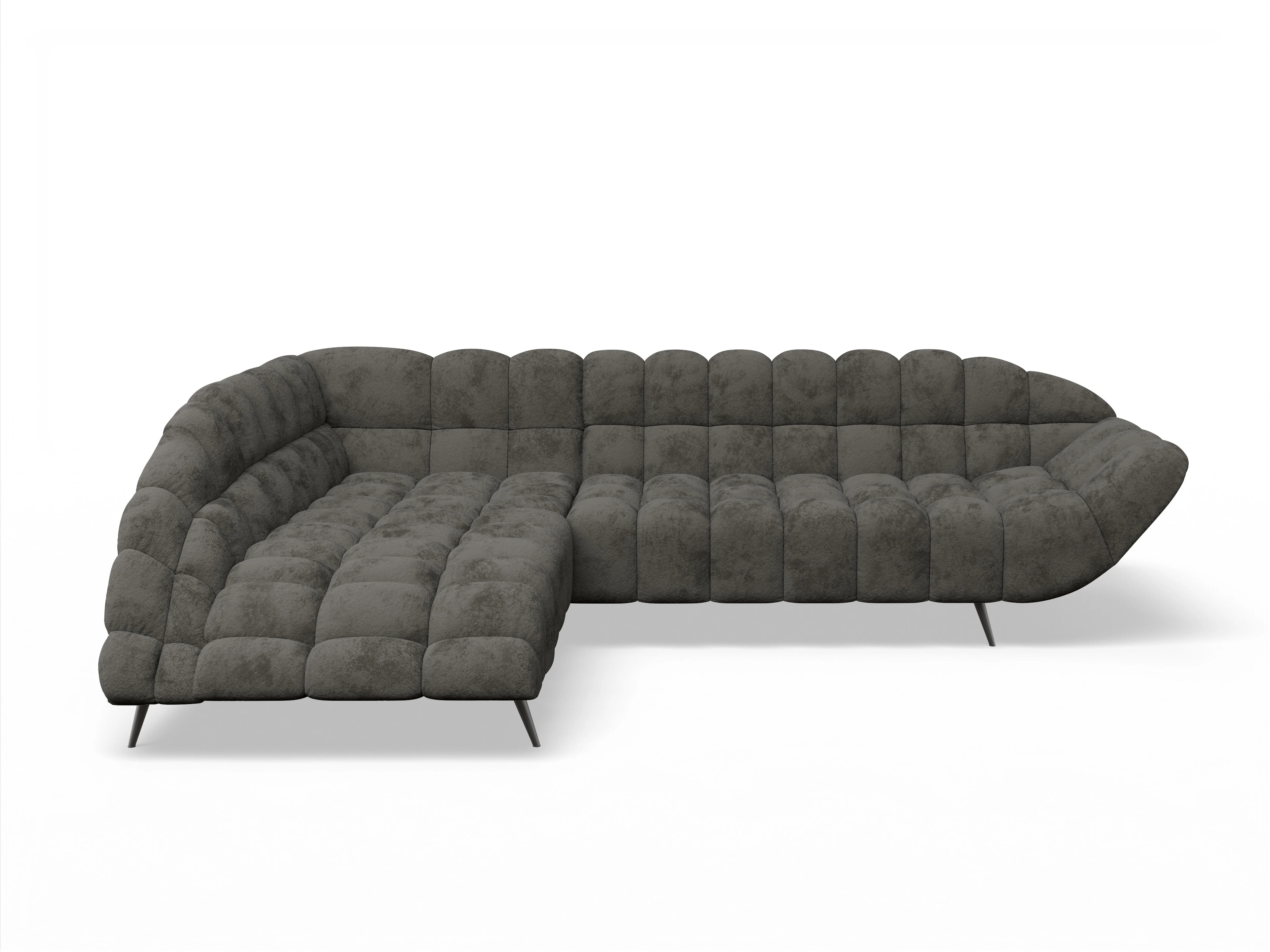 Ansicht des Produktes Girona-O Ecksofa links Abschluss offen in Stoff Braun