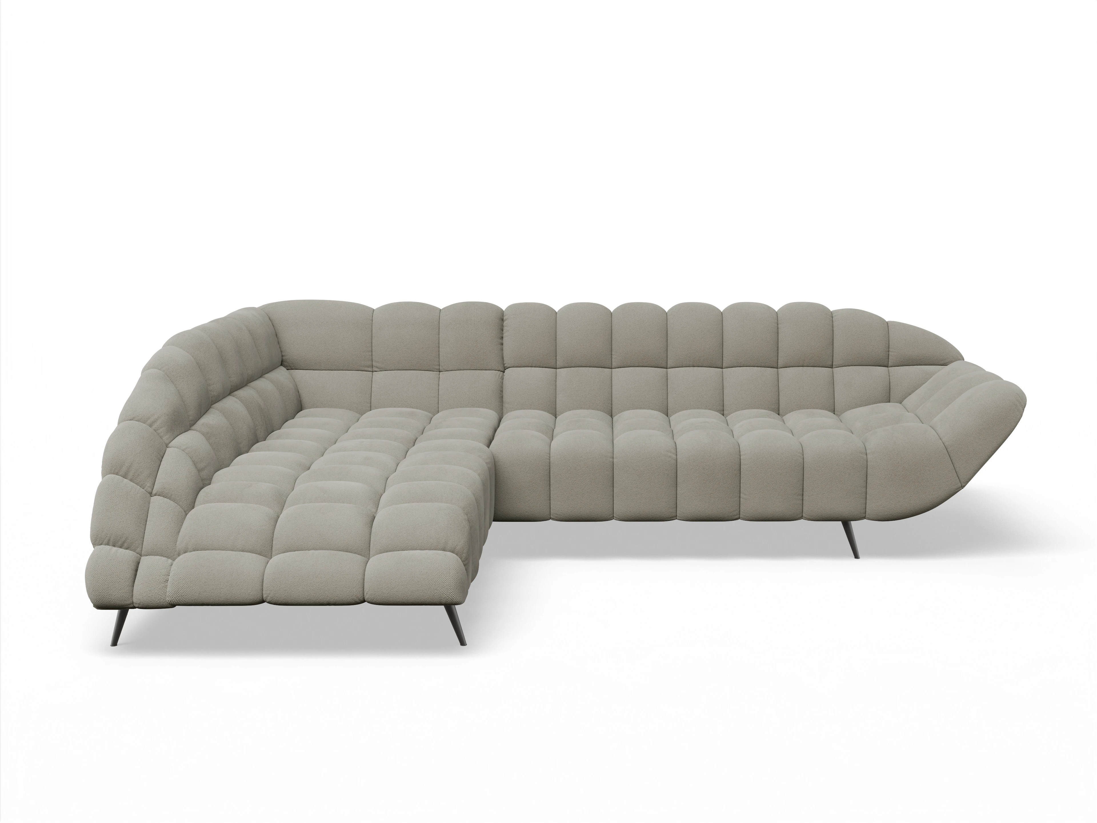 Ansicht des Produktes Girona-O Ecksofa links Abschluss offen in Stoff Braun