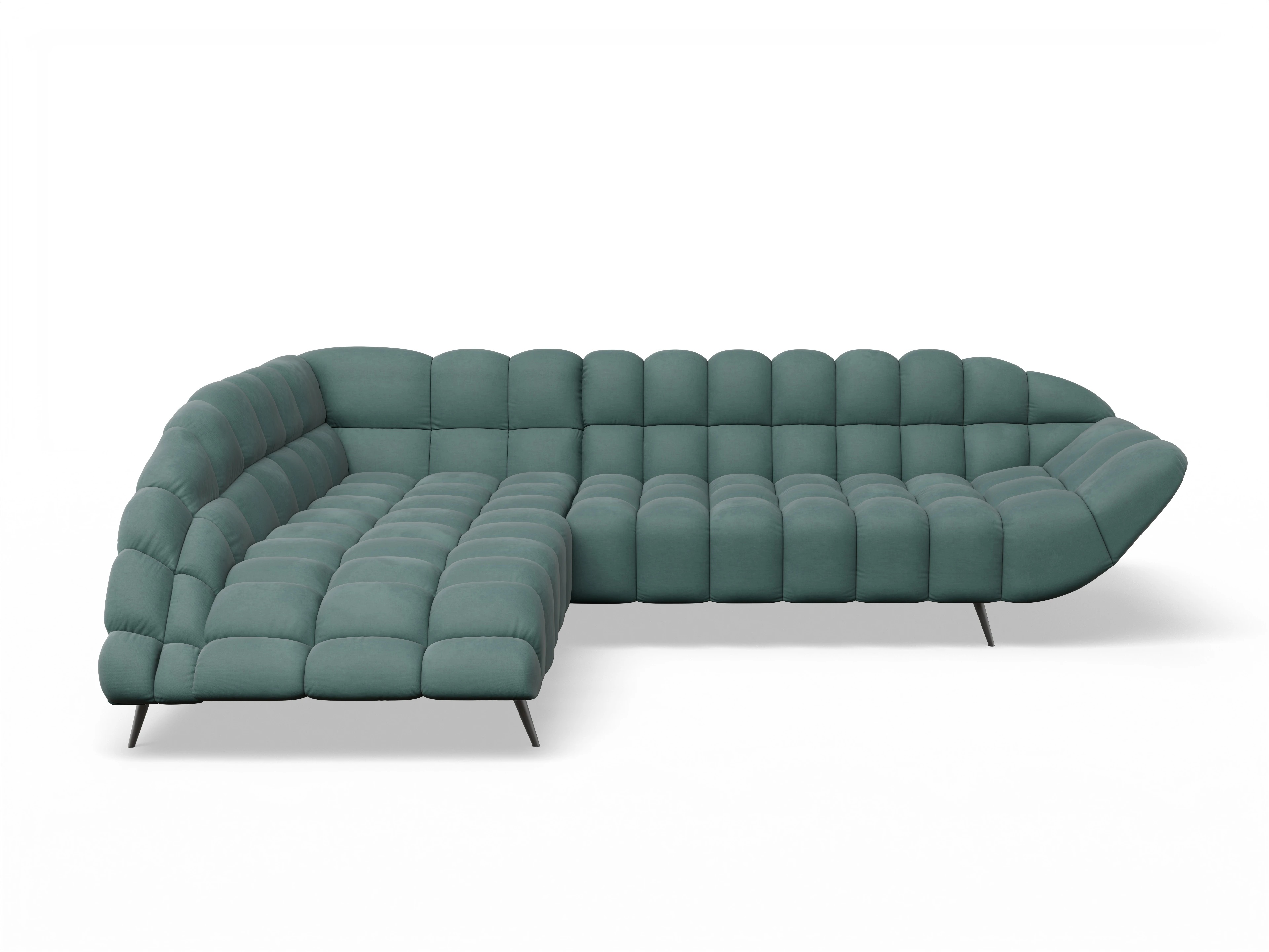 Ansicht des Produktes Girona-O Ecksofa links Abschluss offen in Stoff Blau