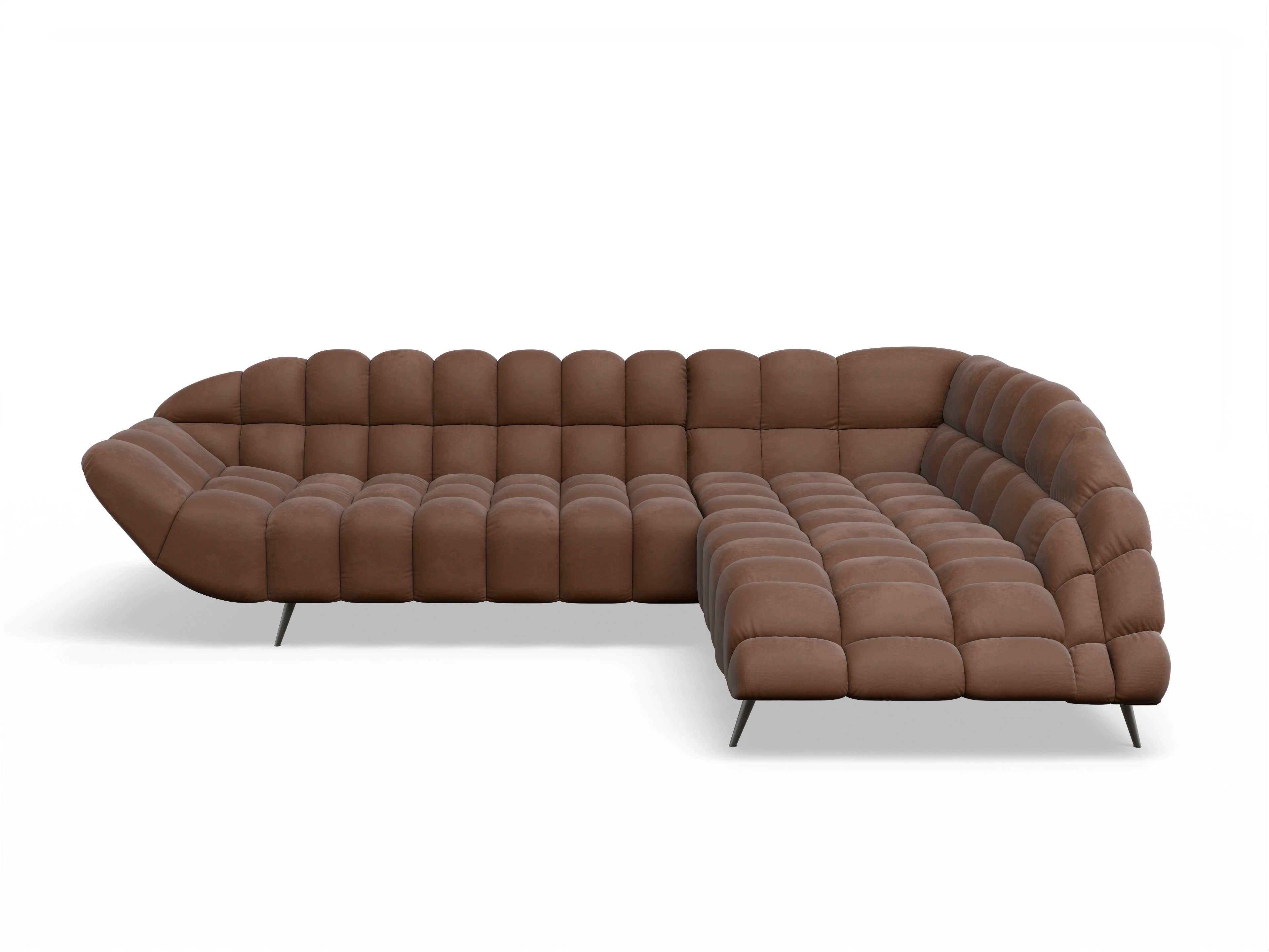 Ansicht des Produktes Girona-O Ecksofa rechts Abschluss offen in Stoff Braun